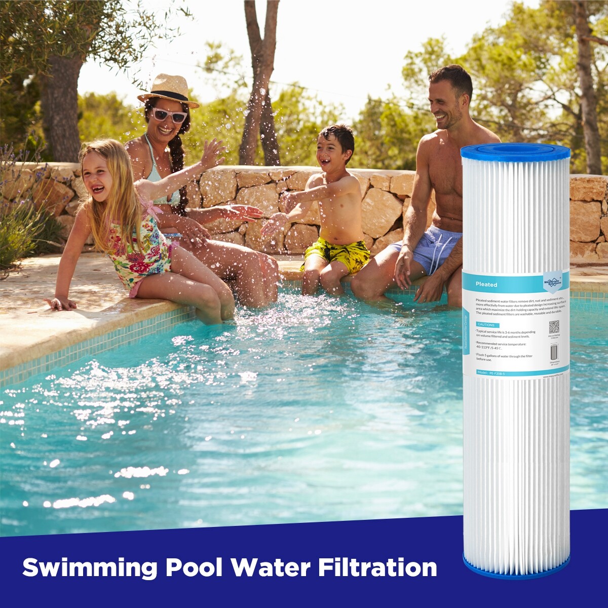 20 Micron 10″x2.5″ Washable Pleated Whole House Sediment Water Filter 1-25 Pack