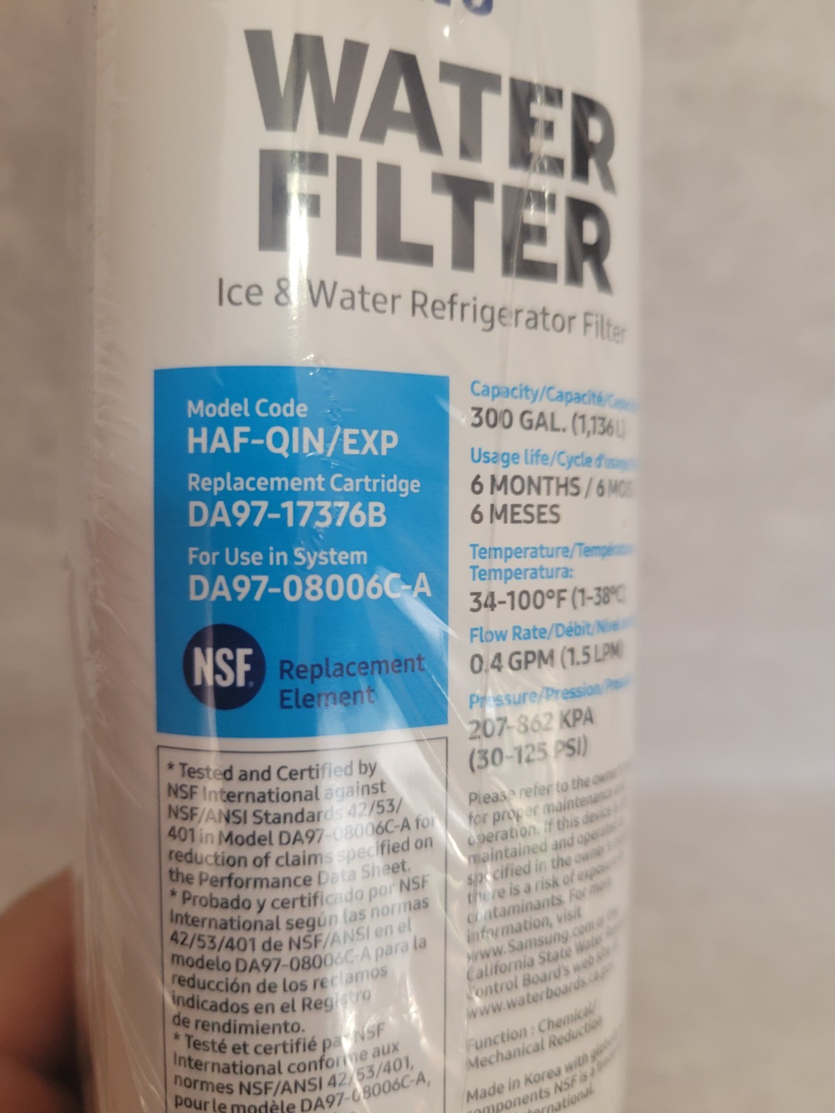 Samsung DA97-17376B HAF-QIN/EXP Refrigerator Ice and Water Filter New