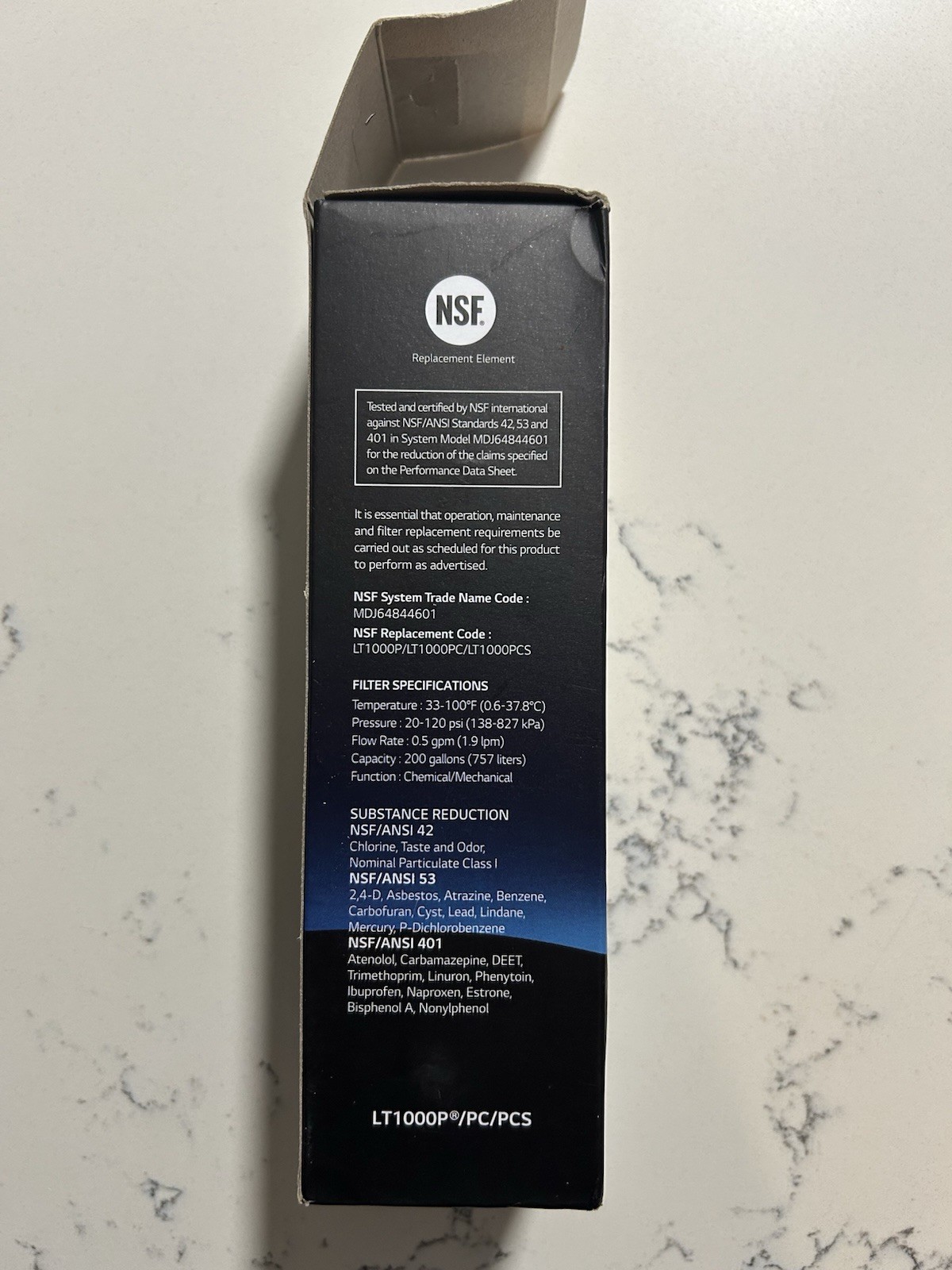 LG Water Filter Replacement Cartridge ADQ747935 LT1000P/PC/PCS