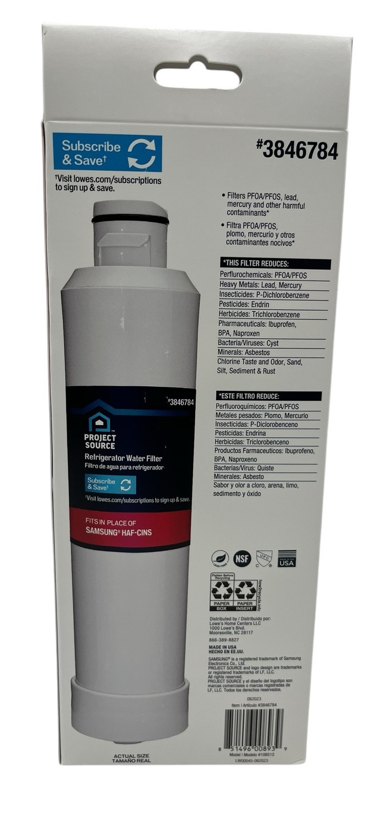Project Source 2-Pack 6-Month Twist Refrigerator Water Filter S-2-2 #3846784
