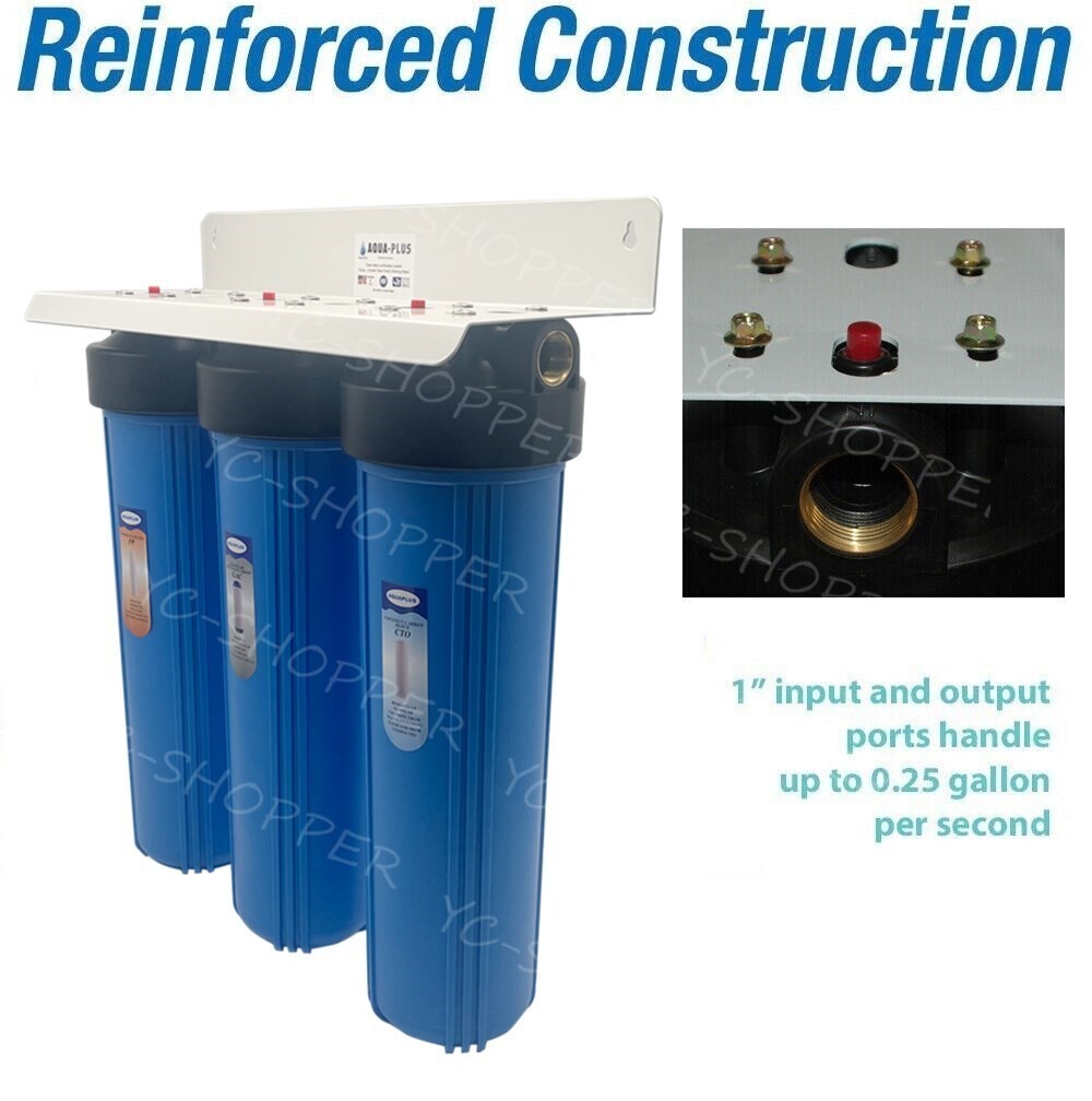 20″ x 4.5″ Big Blue Triple 3 stages Whole House Water Filter System Rain Tank