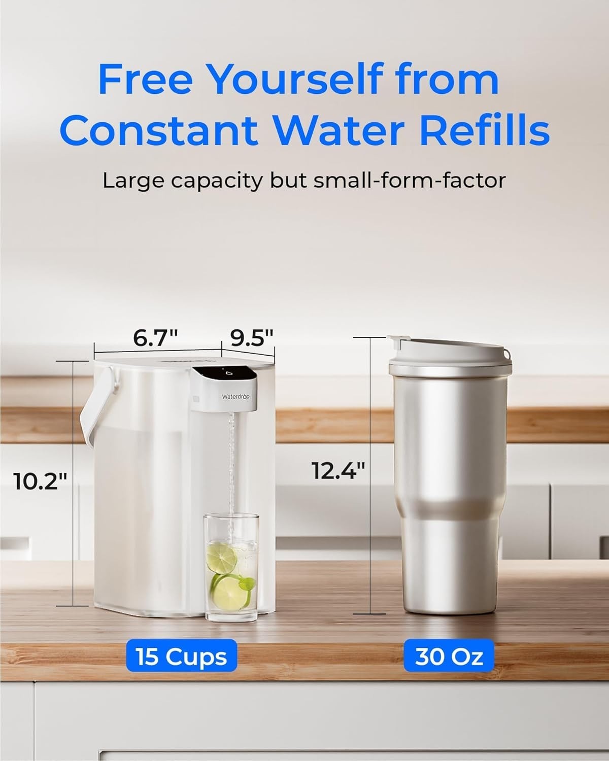 Electric Water Filter Pitcher Fast Filtration 200 Gallon Capacity White Plastic