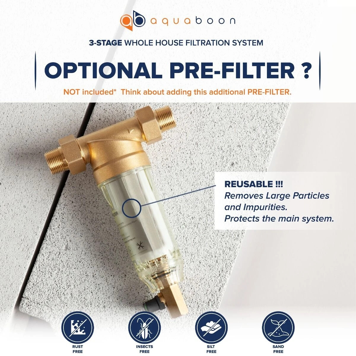 3-Stage Big Blue 20″ Whole House Filtration System+Carbon+KDF+Sediment Filters