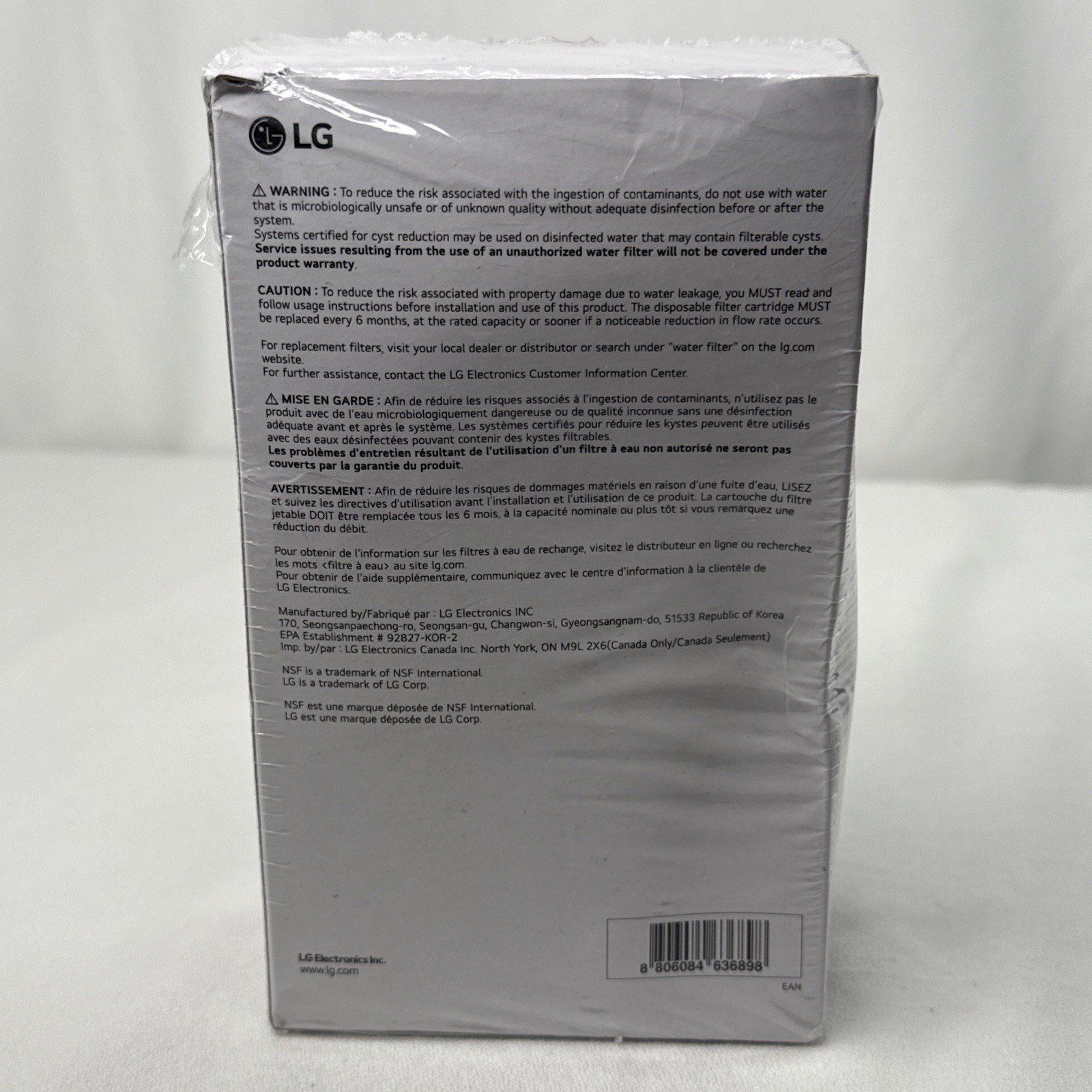 LG LT1000P2 6-Month / 200 Gallon Refrigerator Replacement Water Filter 2 Pack