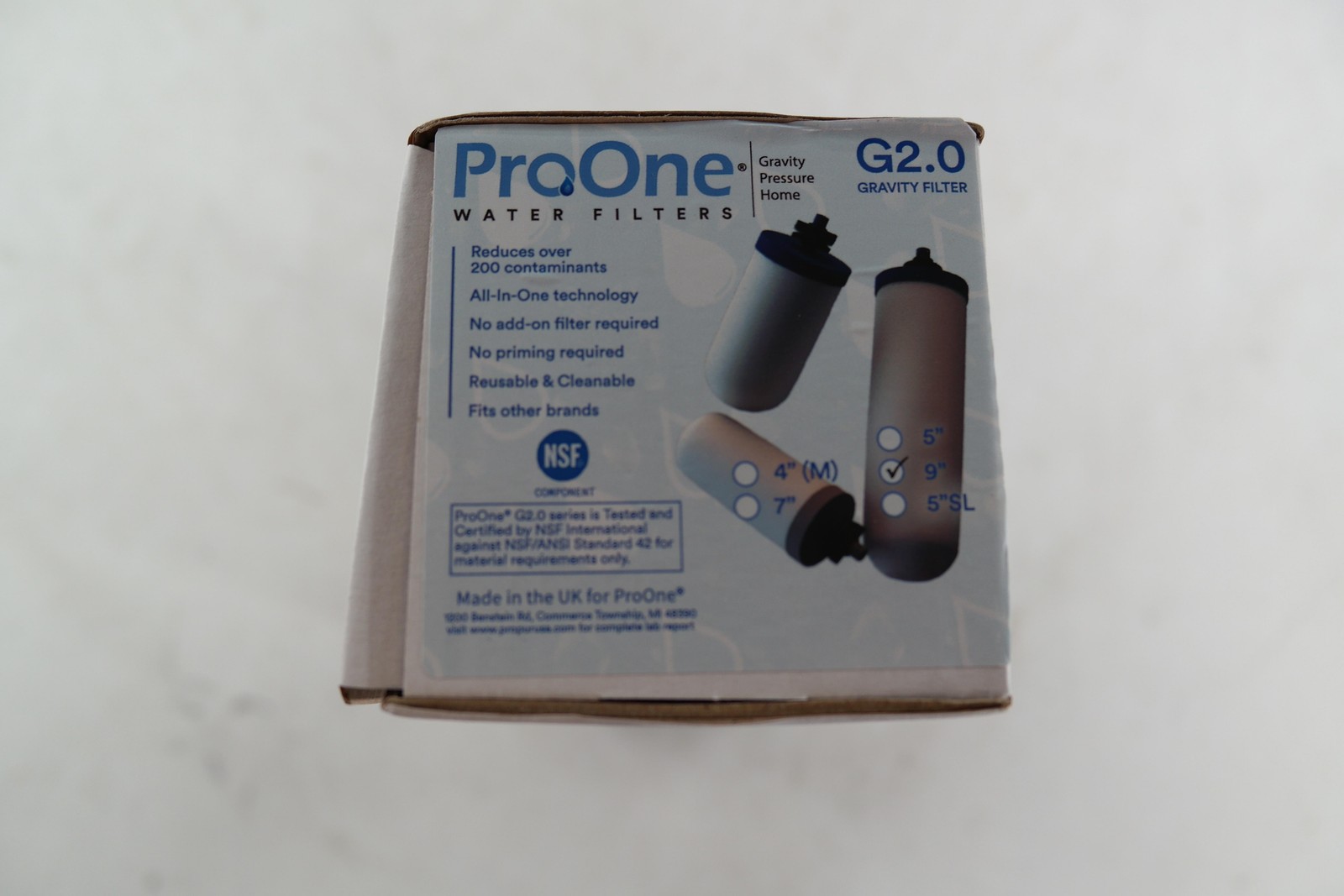 ProOne G2.0 Water Filter 9 In White Gravity Brita Maxtra+ Replacement Cartridge
