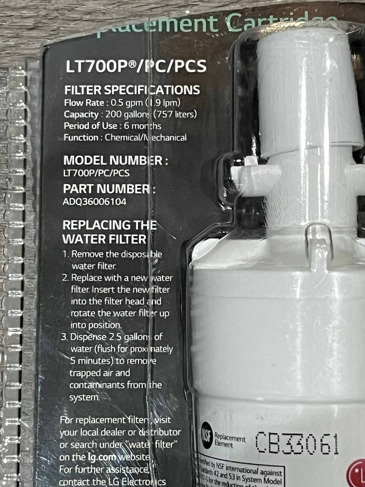 1 LG LT1000P/PC/PCS Refrigerator Water Filter Open Box New