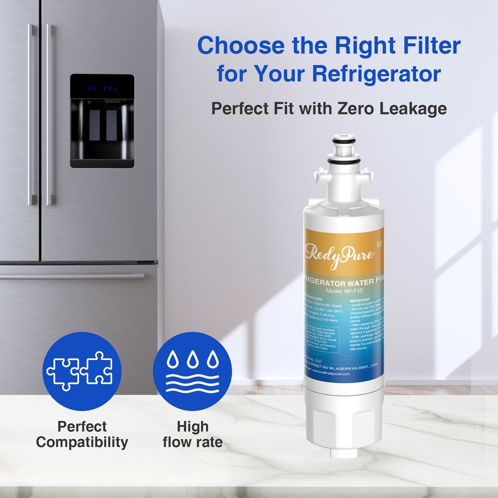 4 Pack Redypure Refrigerator Water Filter Replacement For LG LT700P, ADQ36006101