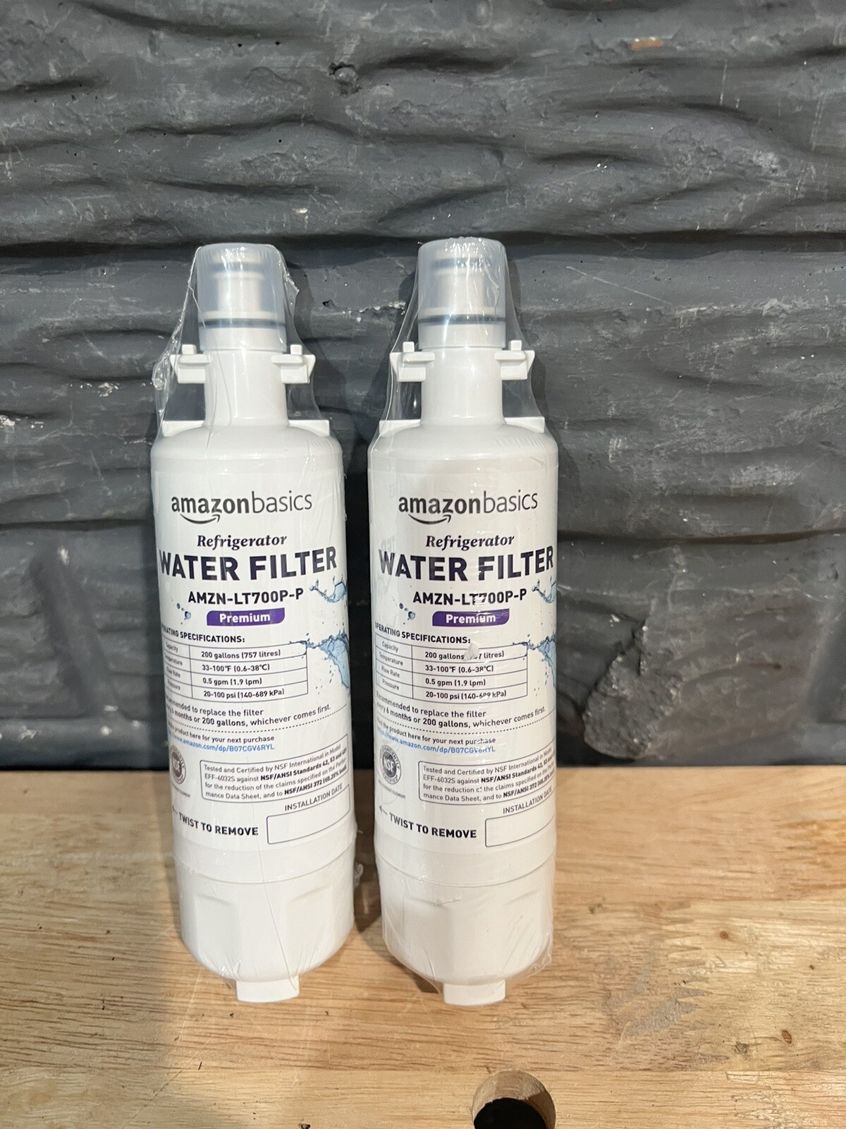 Amazon Basics Standard LGRefrigerator 2PK Water Filter AMZN-LT700P-P NO BOX