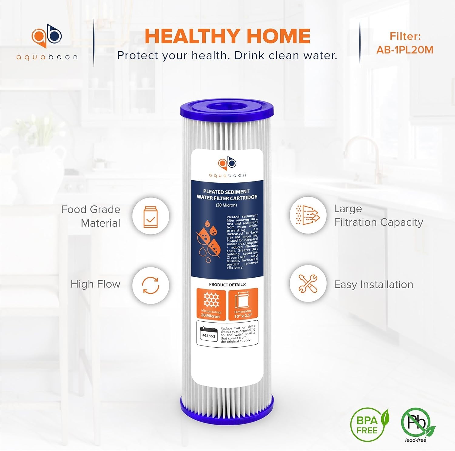 Pleated Sediment Water Filter 10 Inch 2.5 Inch Polyester for Home Filtration