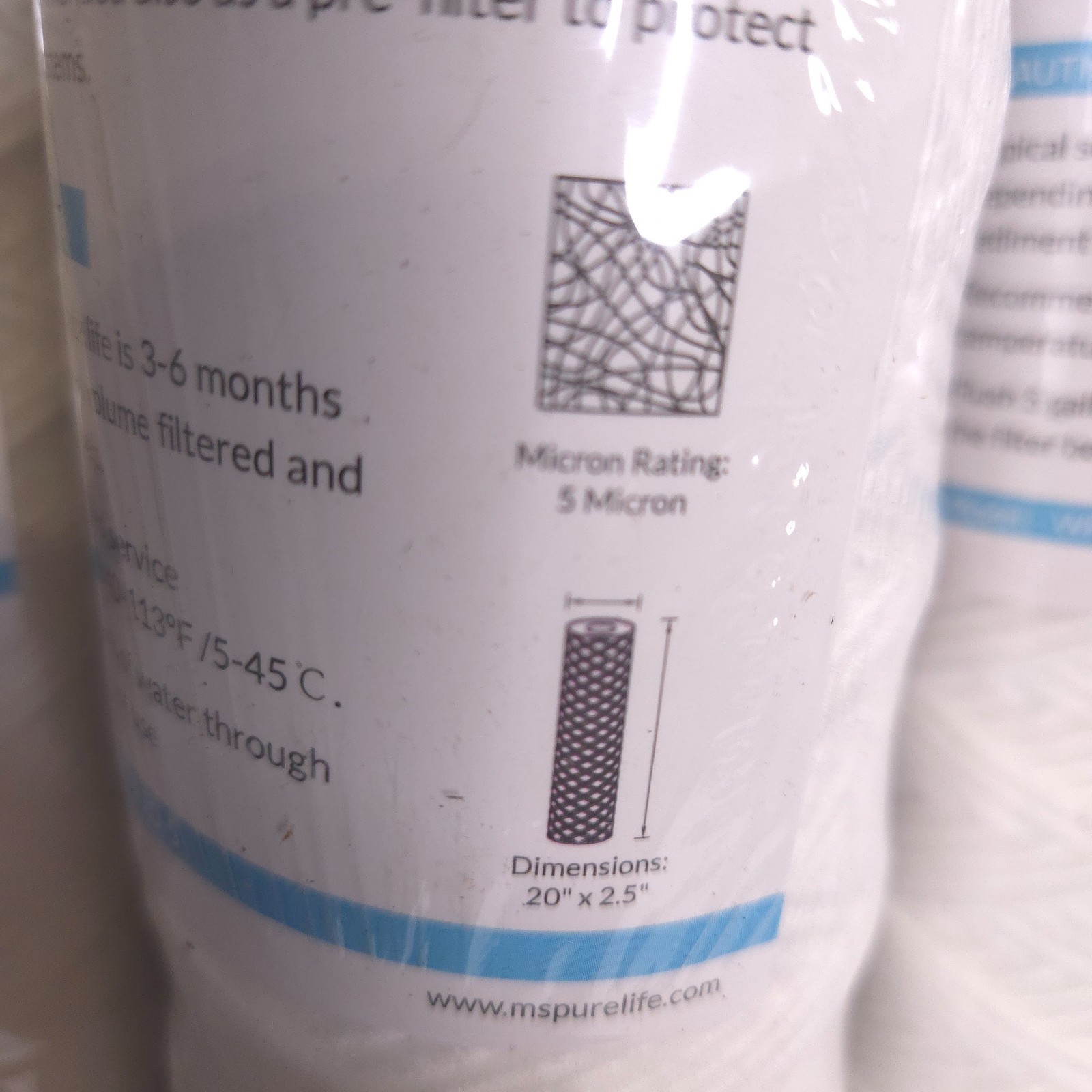 6 Pack 5 Micron 2.5″ OD x 20″ Sediment Water Filter String Wound Polypropylene
