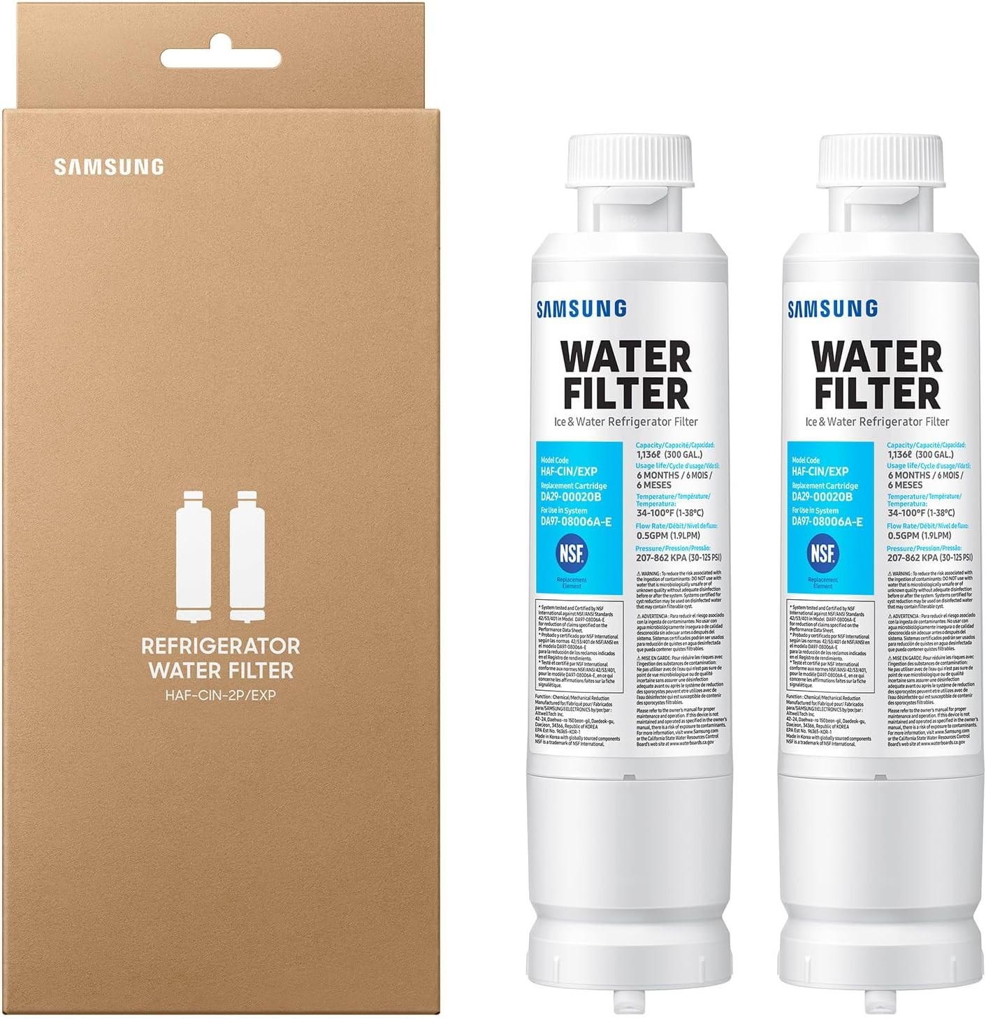 Refrigerator Water Filter Samsung HAF-CIN-2P Expensive Reduces 99 Percent