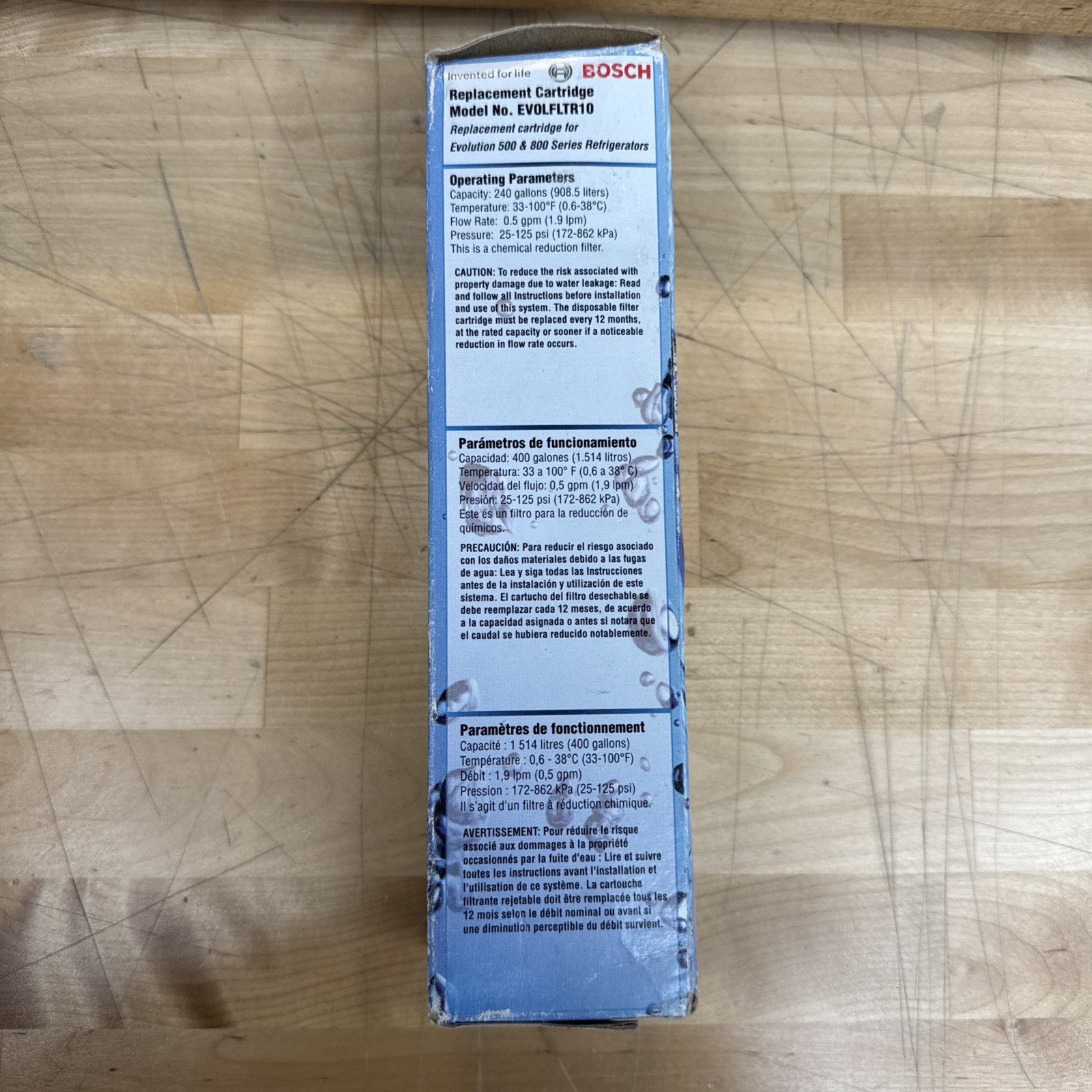 Genuine Bosch Water Filter Replacement Cartridge EVOLFLTR10 – New Old Stock