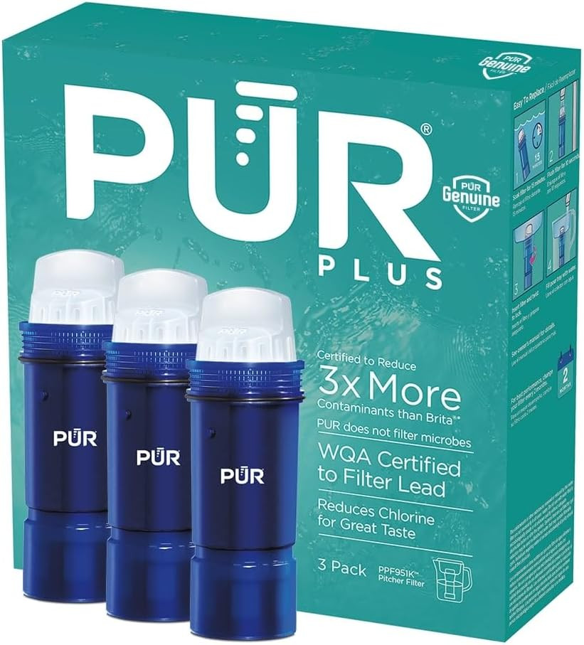 plus Water Filter Replacement for Pitchers & Dispensers, 6-Month Supply, 3 Count