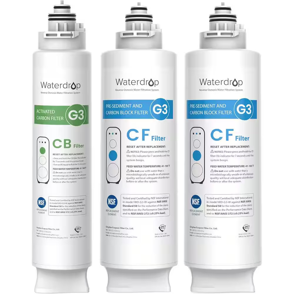 WDG3 Replacement Filter 1-Year Combo: 2 WD-G3-CF and 1 WD-G3-CB, Compatible with