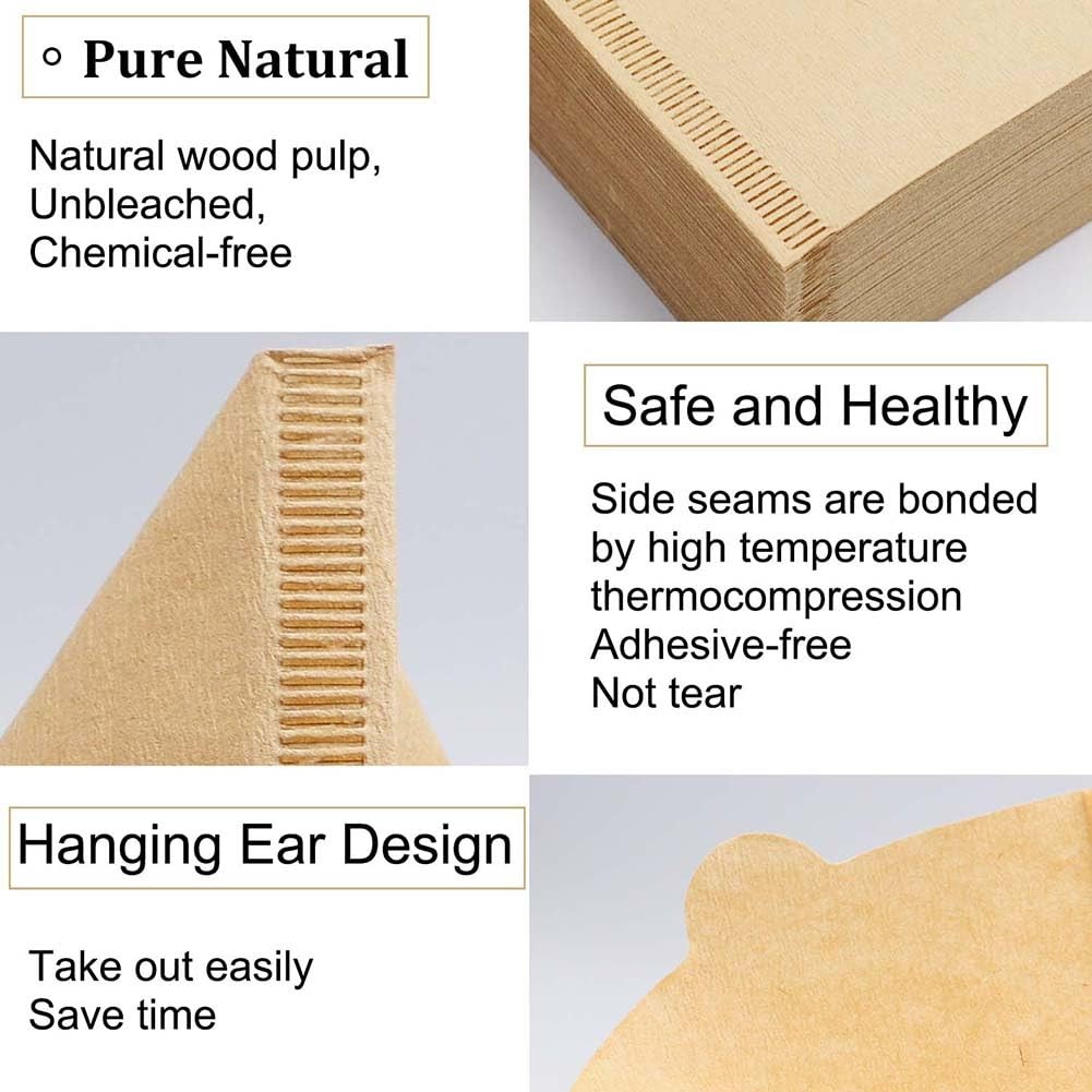 Cone Coffee Filters Size 02, 200 Count 1-4 Cups V02-200, Natural 200