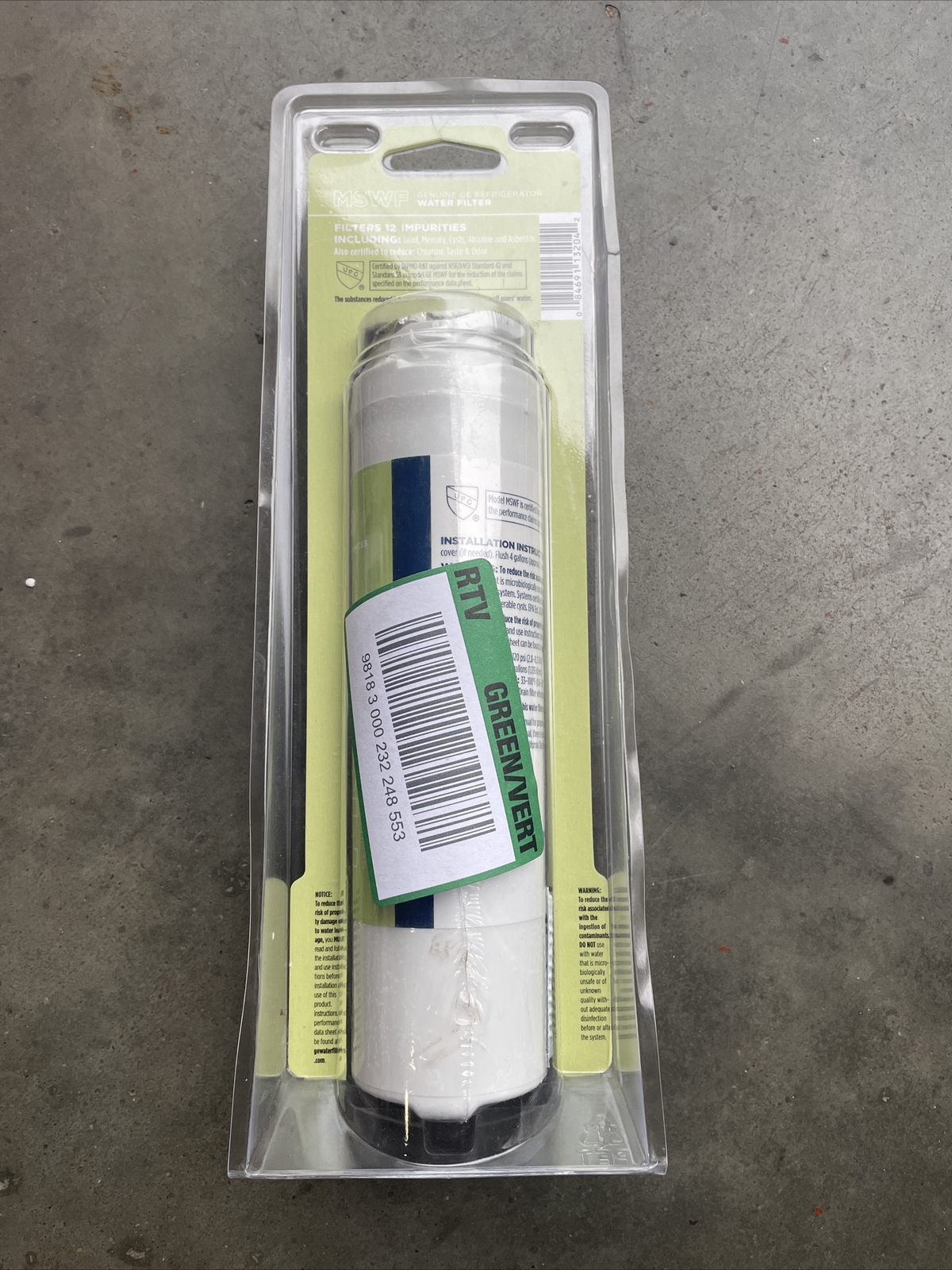 GE MSWF refrigerator water filter replacement SmartWater filter New Sealed