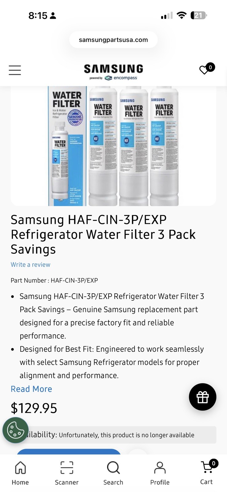 4 PACK Genuine Samsung DA29-00020B HAF-CIN/EXP Refrigerator Water Filter (New)