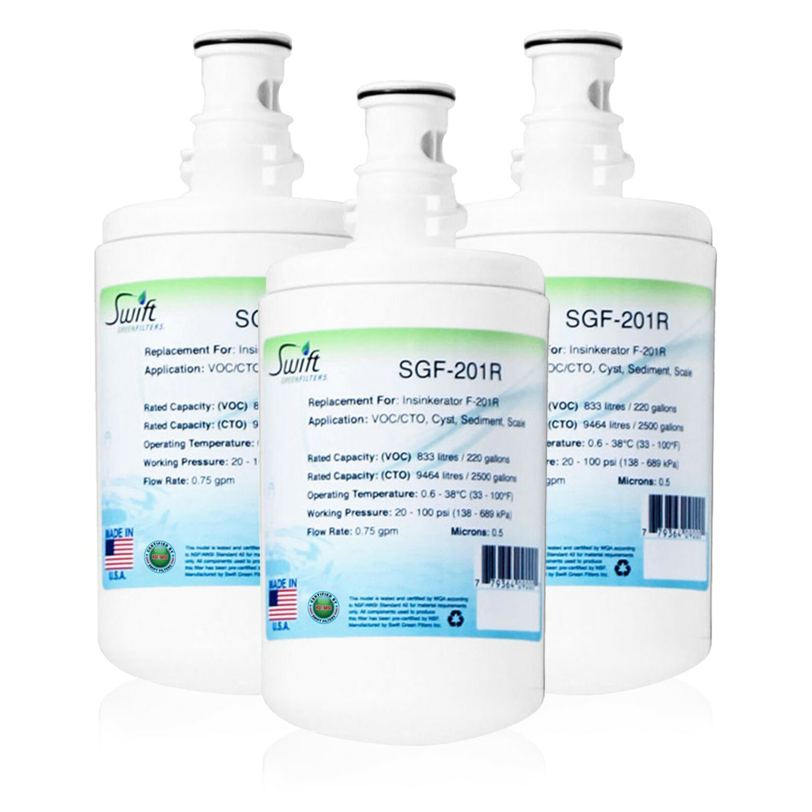 Swift Green Filters SGF-201R Fits for Insinkerator F-201R Water Filter (3 Pack)