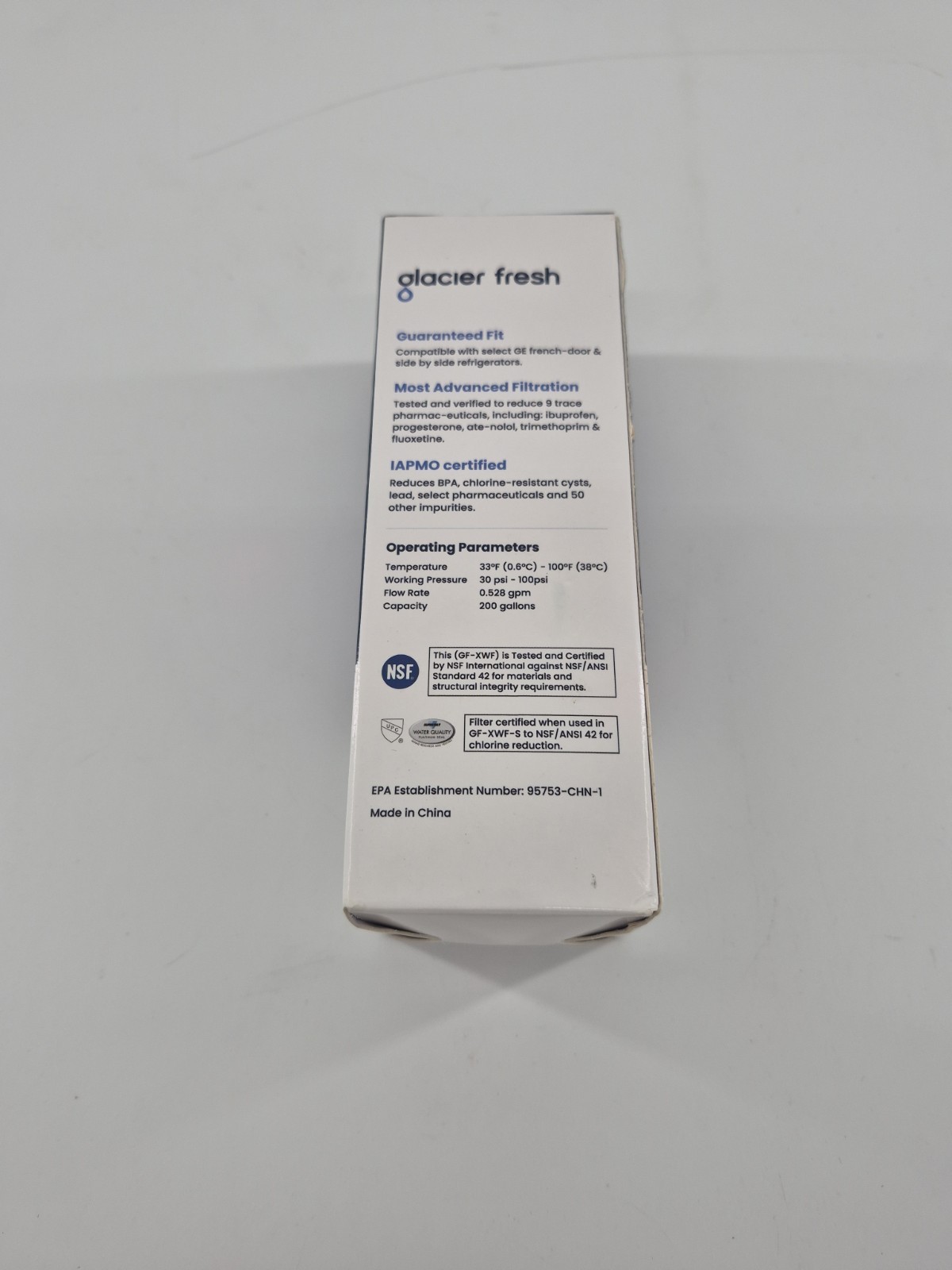 GLACIER FRESH GF-XWF Refrigerator Ice & Water Filter 1 Pack