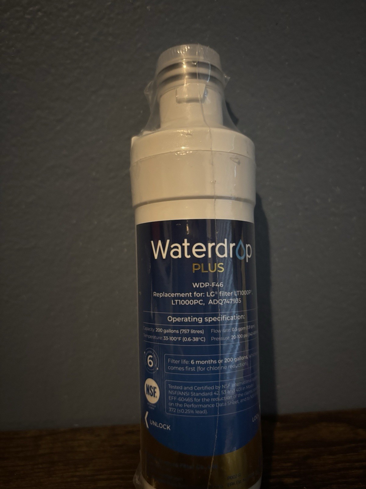 Waterdrop Plus WDP-F46 Refrigerator Filter for LG LT1000P ADQ747935 757L