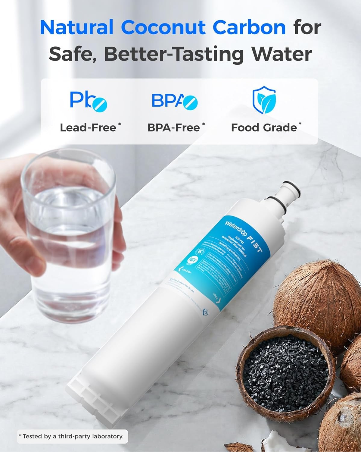 Waterdrop 4396508, 4396510, 4396508p, 4396547 Refrigerator Water Filter, 4 Packs