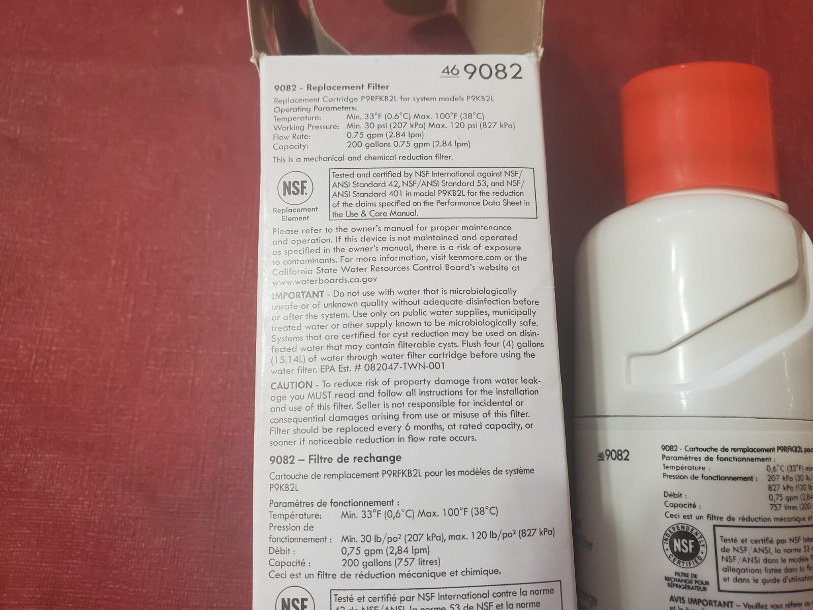 Kenmore Replacement Refrigerator Filter 9082 Long Life Filter Reduces Chlorine