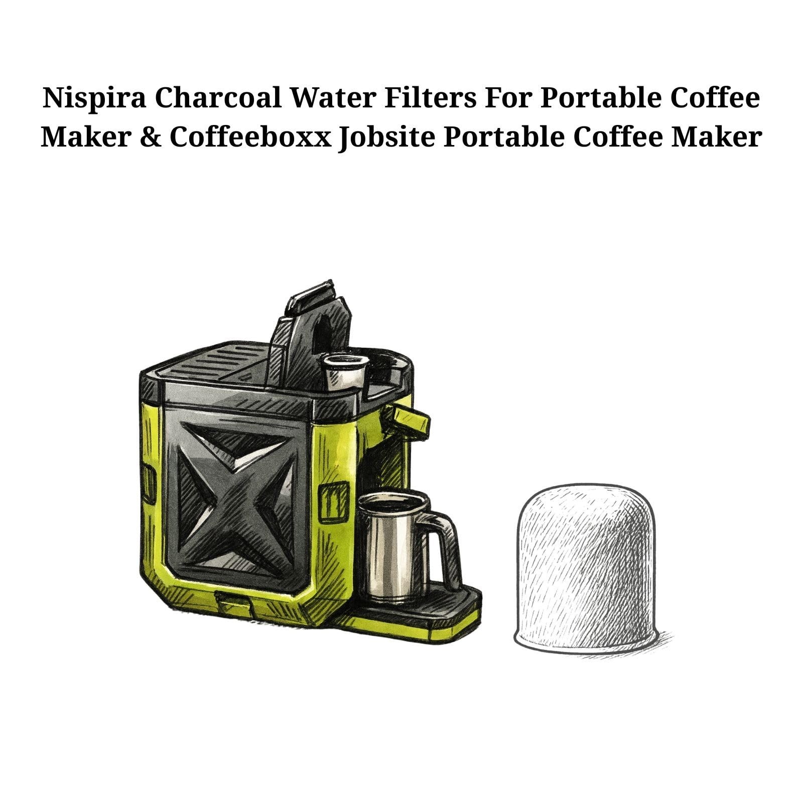 Activated Carbon Water Filter Replacement for Portable Coffee Maker – 12 Filters