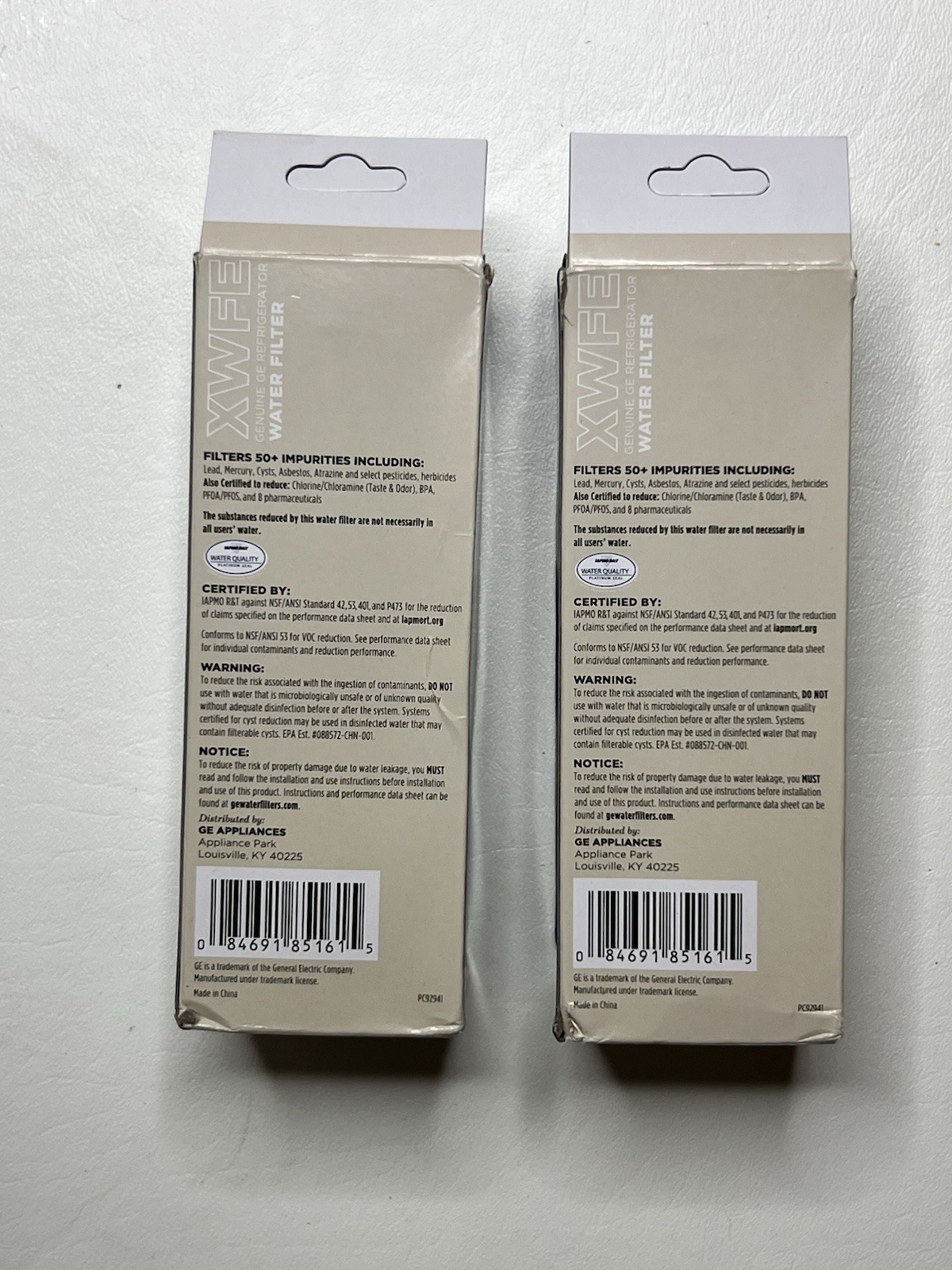 Lot Of 2 GE Appliances XWFE Replacement Refrigerator Water Filter (no chip)