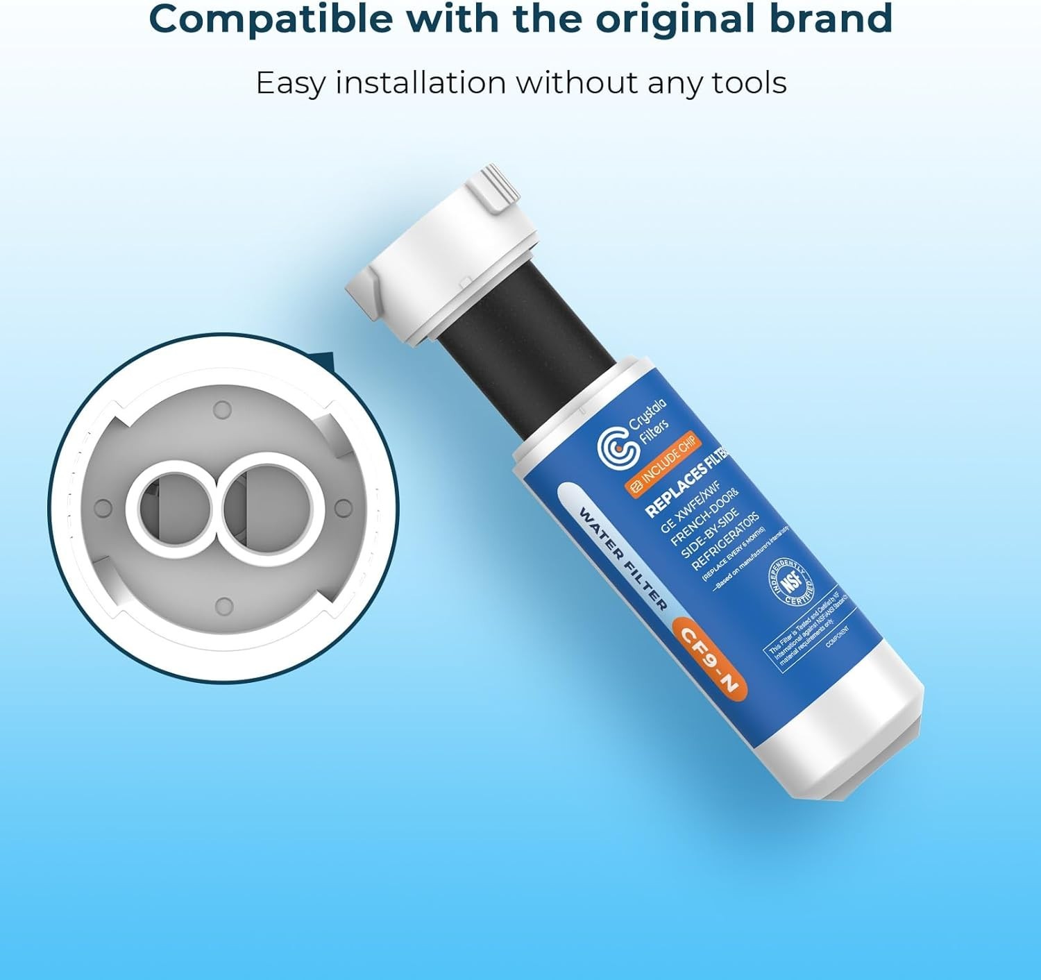 Crystala Water Filter Compatible with XWFE CHIP Replacement for GE XWFE