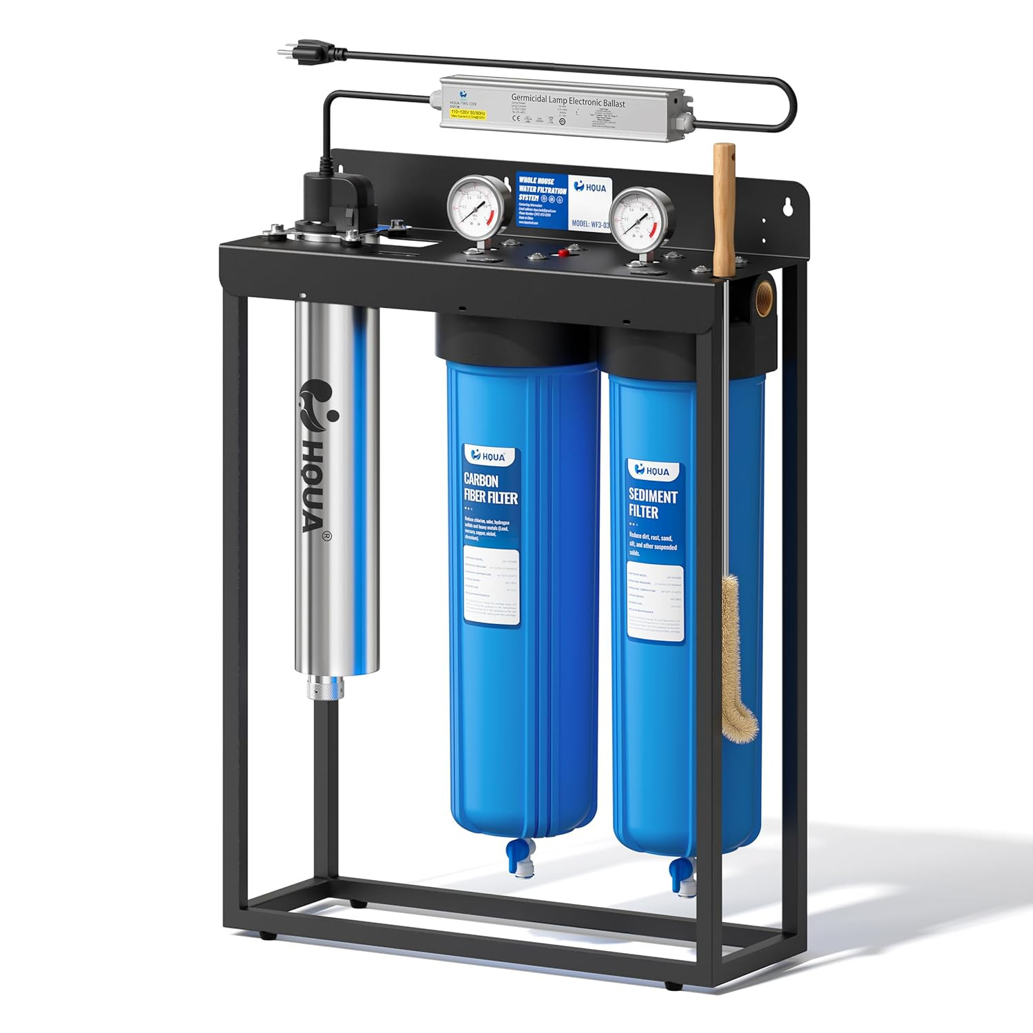 3-Stage Whole House Water Filtration System with UV Filter & Heavy Metal Reducti