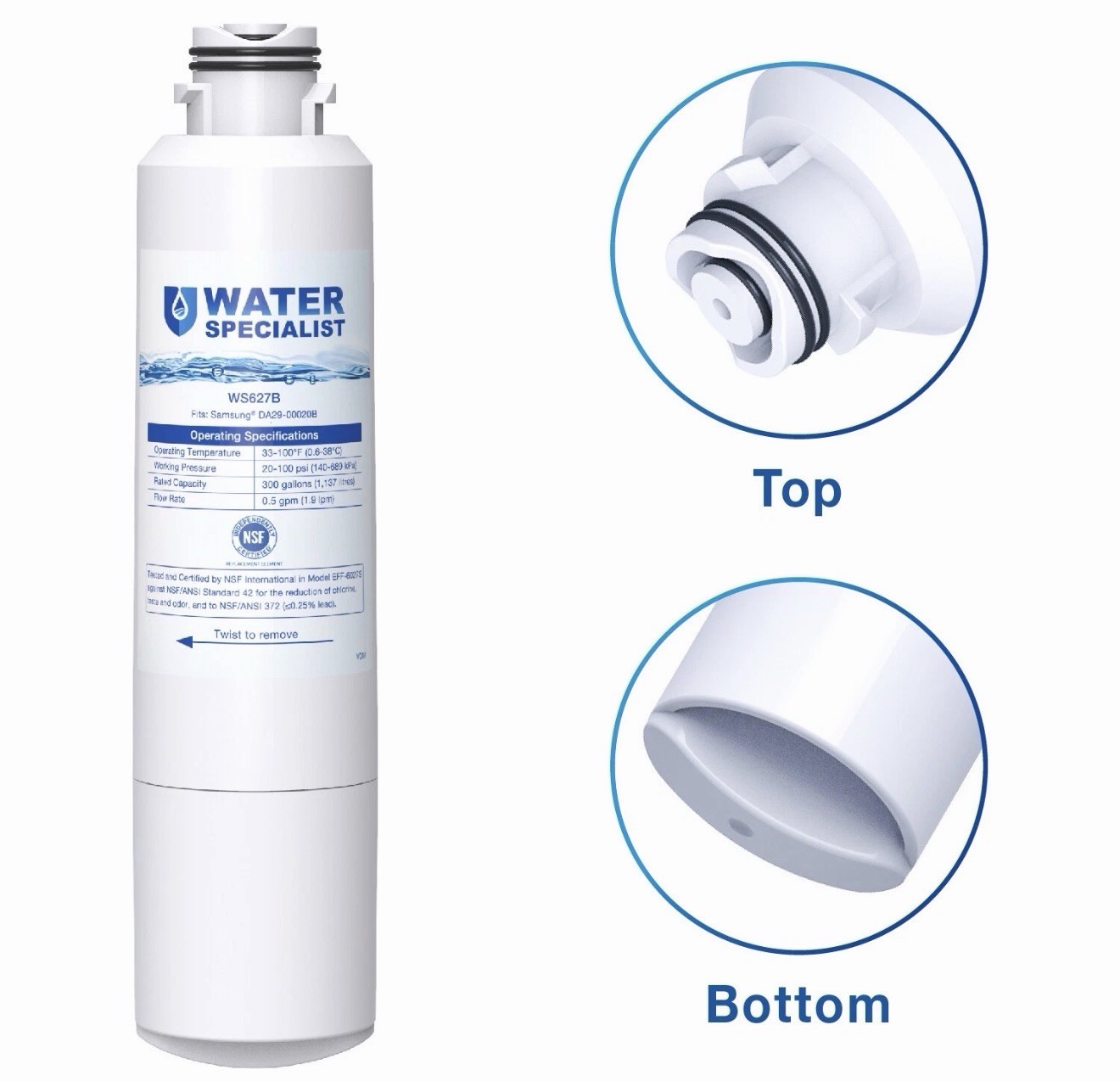 Waterspecialist replacement for Samsung DA29-00020B Refrigerator Water Filter,3P