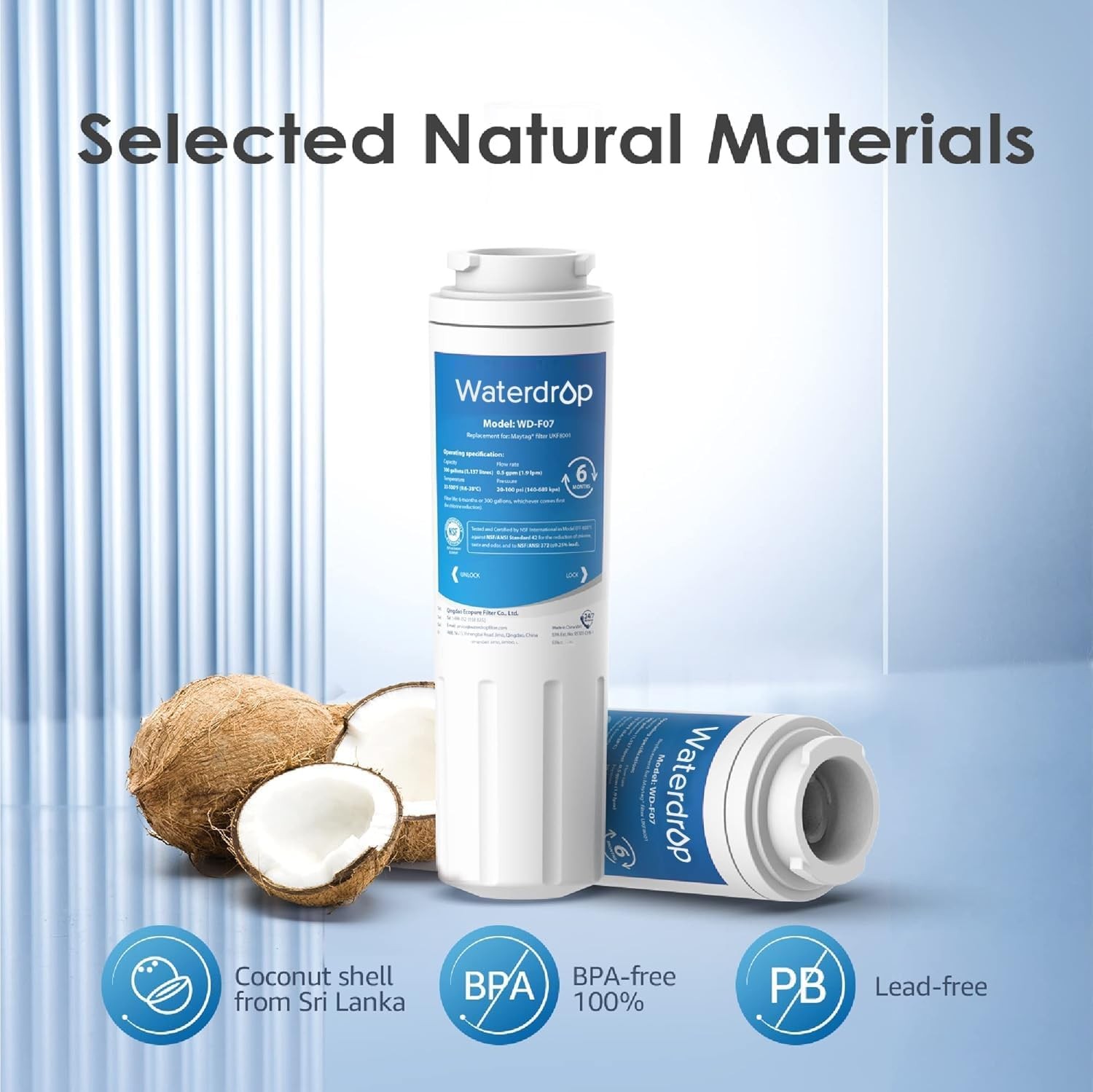 Waterdrop UKF8001 Refrigerator Water Filter replacement for Maytag UKF8001AXX750