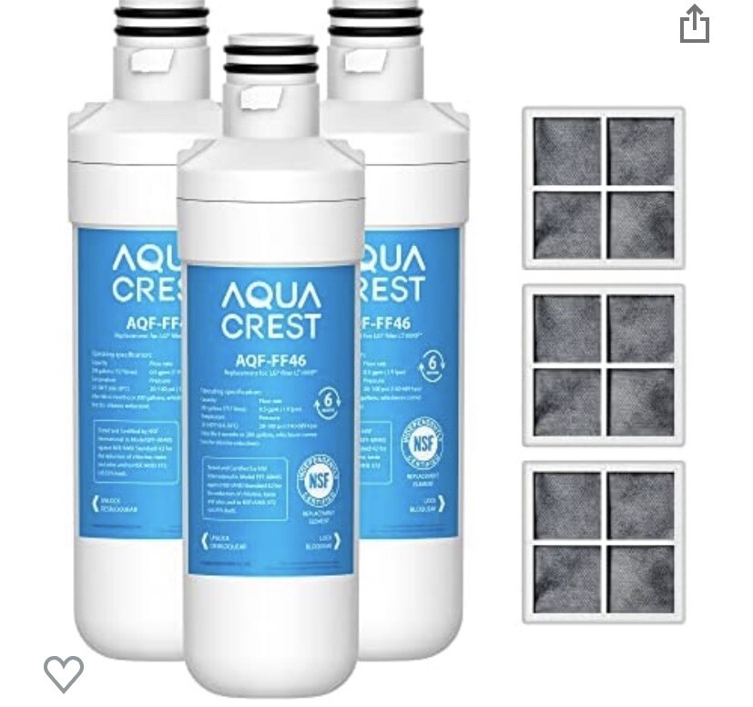AQUA CREST LT1000PC ADQ747935 Refrigerator Water Filter and Air Filter, Replacem