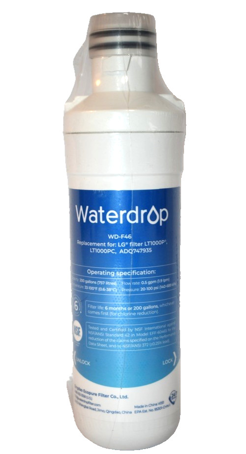 Waterdrop WD-F46 Refrigerator Water Filter for LG LT1000P, LT1000PC, ADQ747935