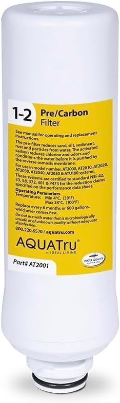 AquaTru Classic Pre/Carbon Filter Stages 1-2 Replacement Water Filter