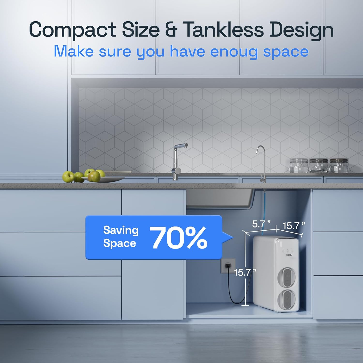 600 GPD 8-Stage Reverse Osmosis Water Filter System with Faucet, FCC Listed