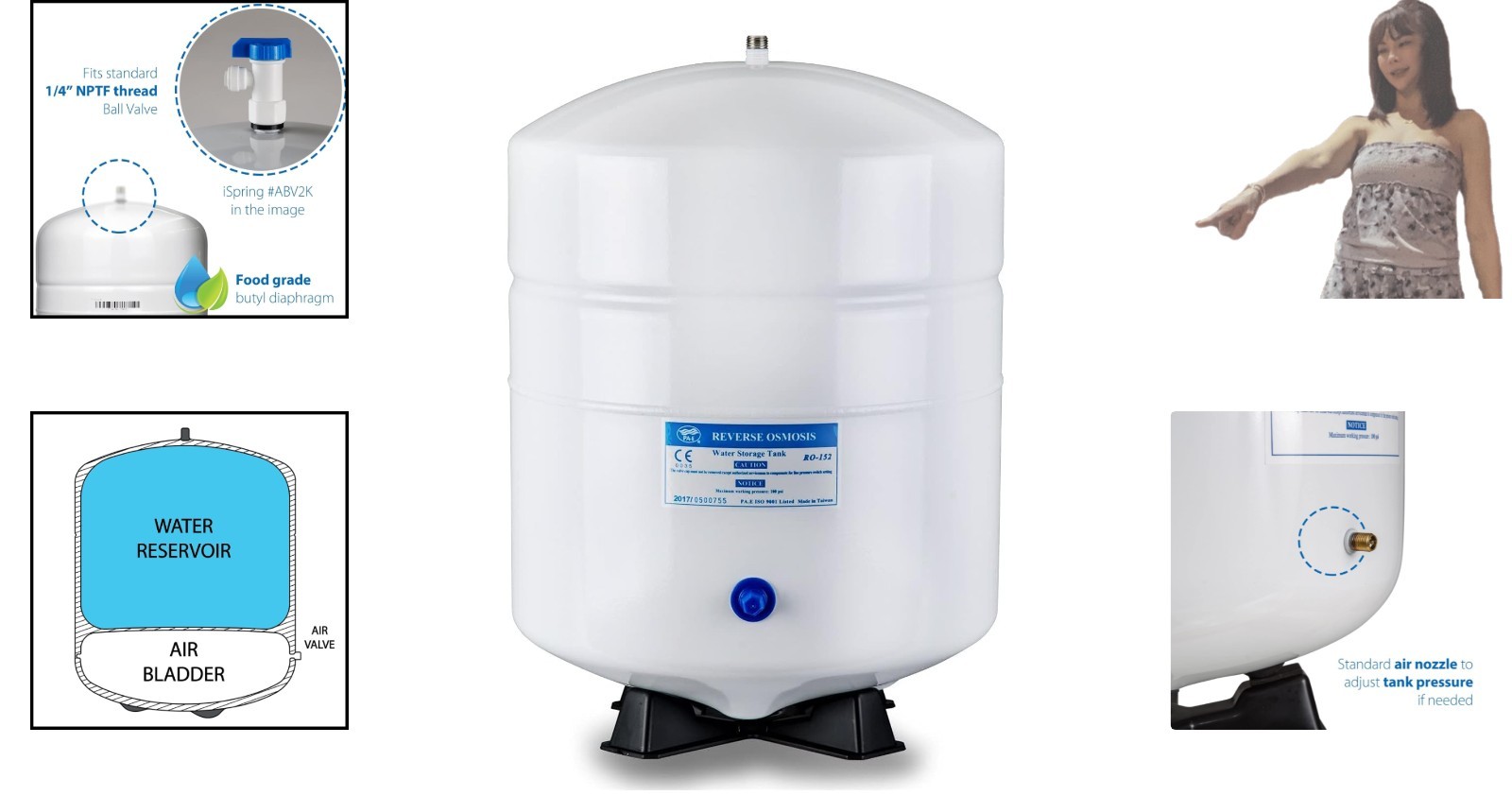 5.5 Gallon Metal Pre-Pressurized Water Tank & Stainless Steel Valve