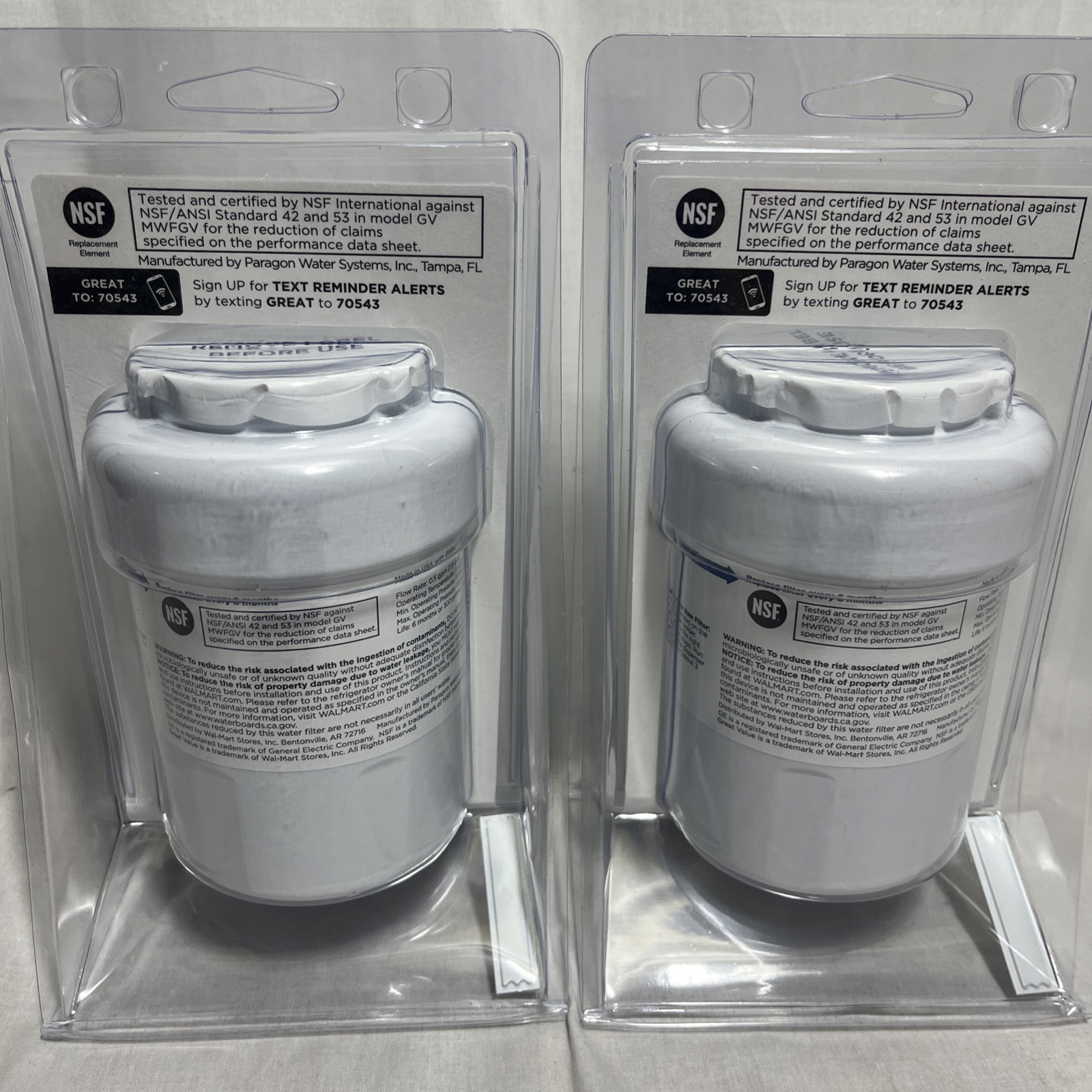 Great Value MWFGV Refrigerator Water Filter Replacement For GE MWF (2 PACK) New