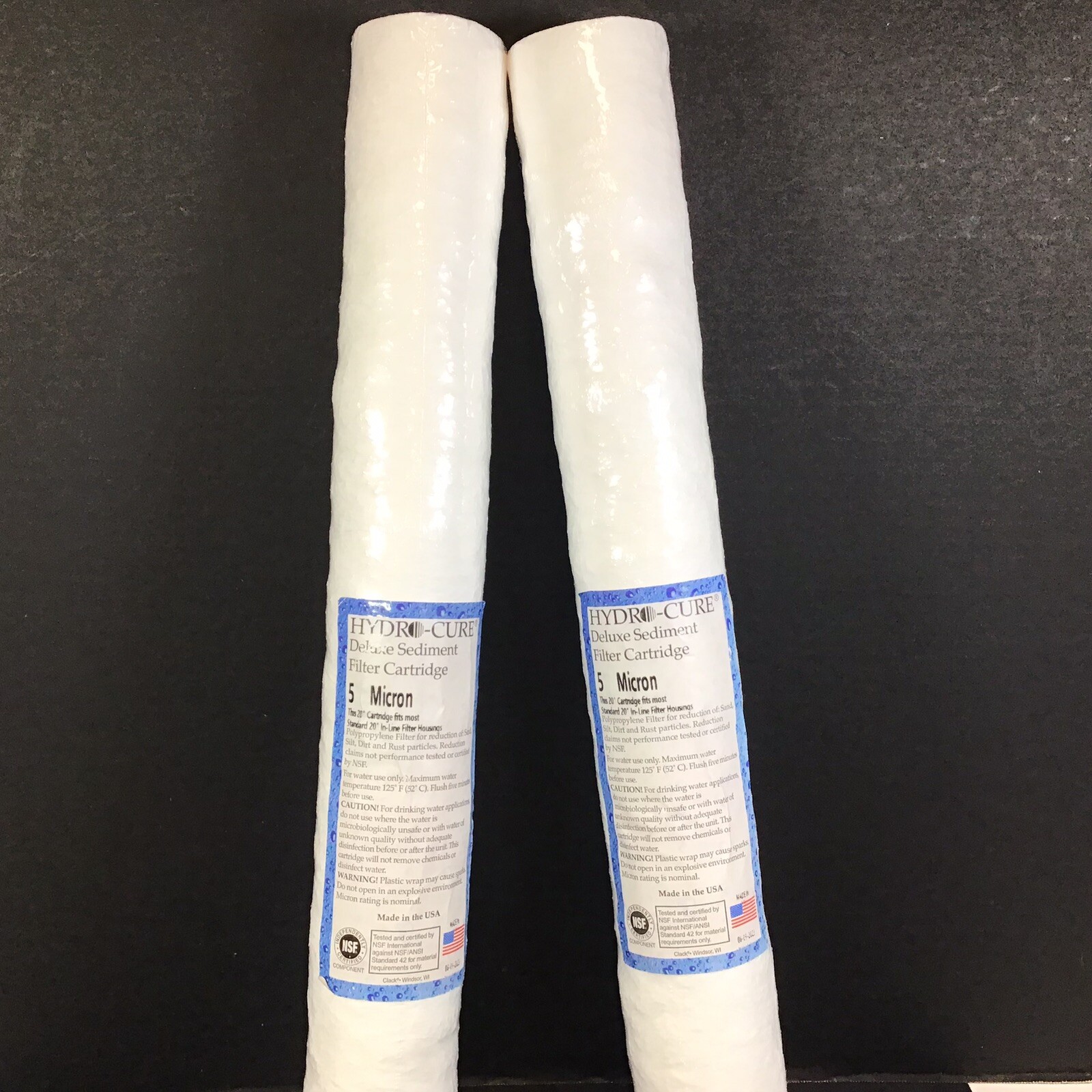 HYDRO CURE Deluxe 5 Micron Sediment Filter Cartridge 20 in x 2.5 in Made In USA