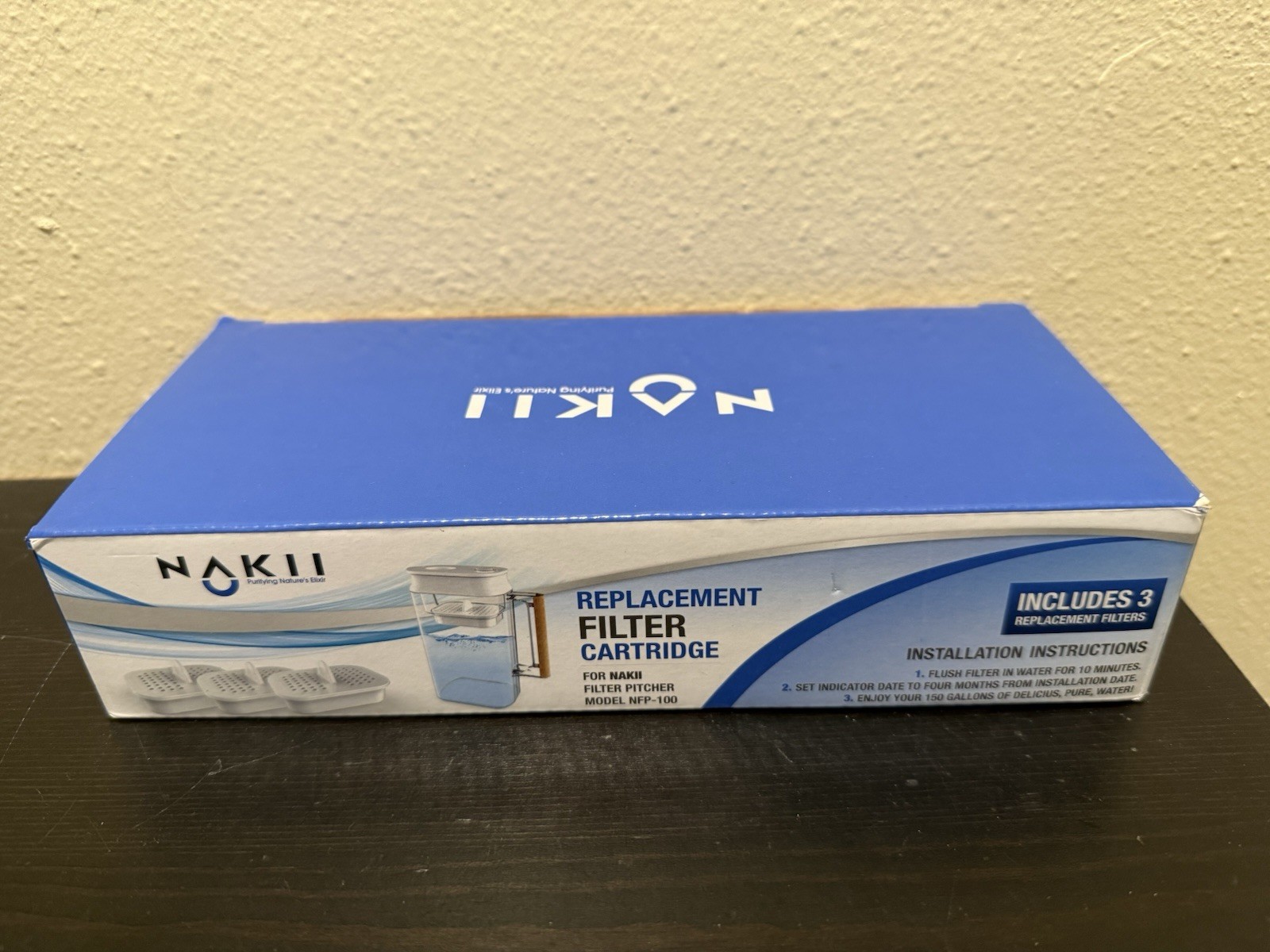 Nakii Water Pitcher Replacement Filter for NFP-100, 3 Count New Open Box