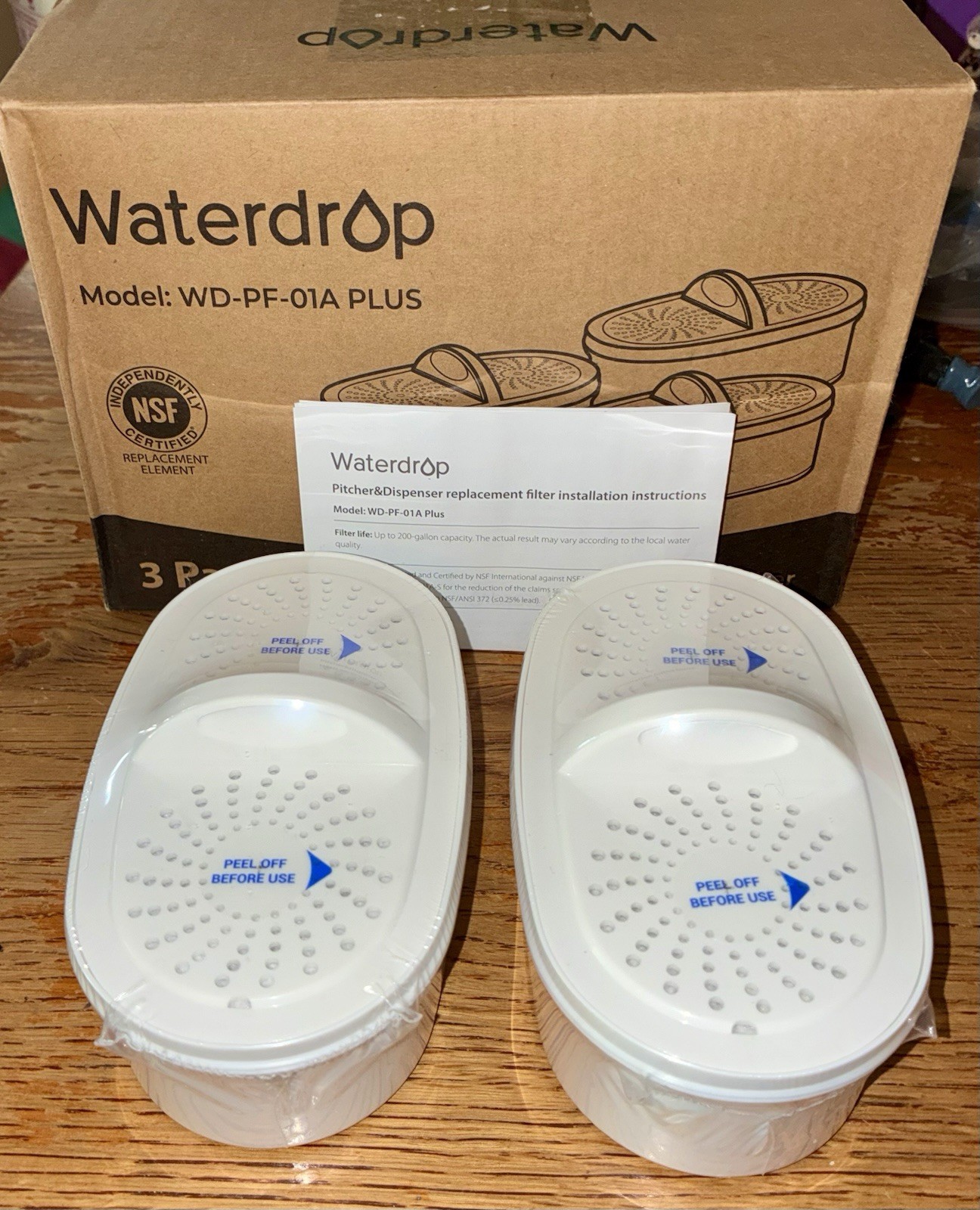 Waterdrop Pitcher Replacement Filters 2 Packs in Box WD-PF-01A-Plus ~ NEW SEALED