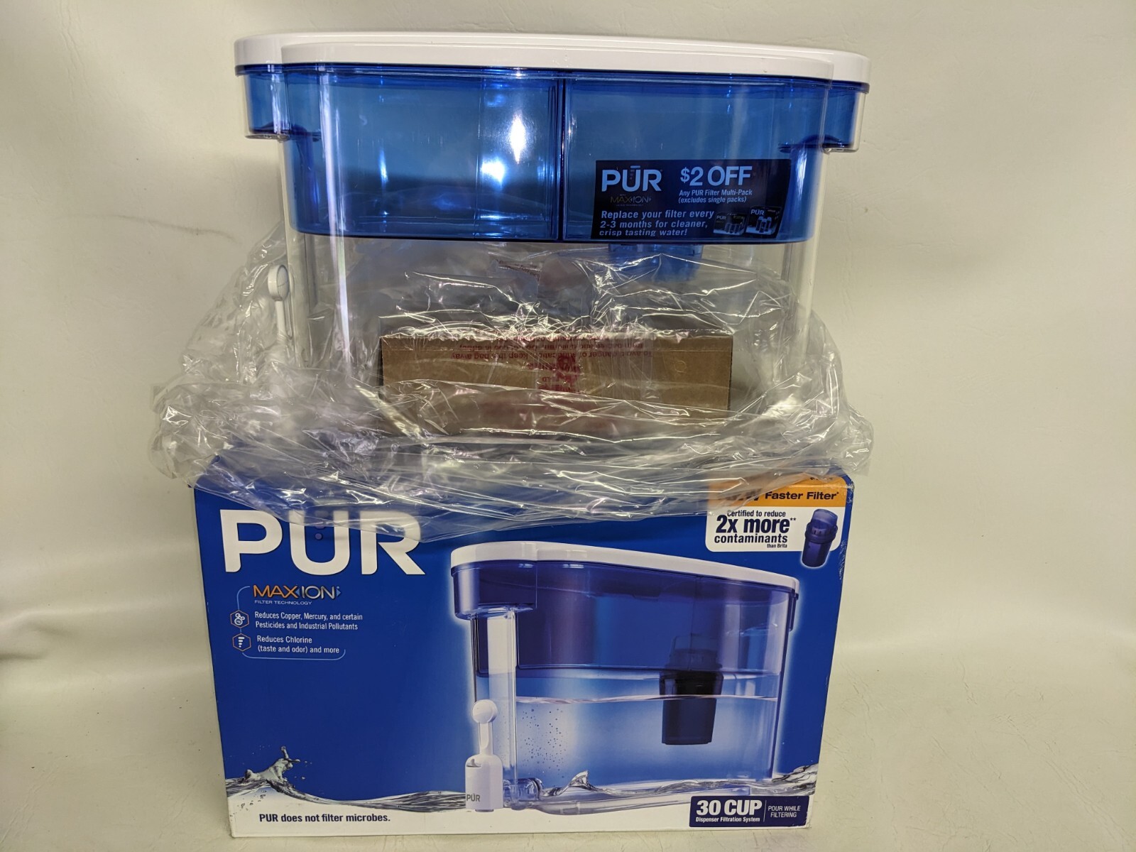 NEW PUR 30 Cup Water Dispenser Filtration System Blue/White DS1800Z (ZE)