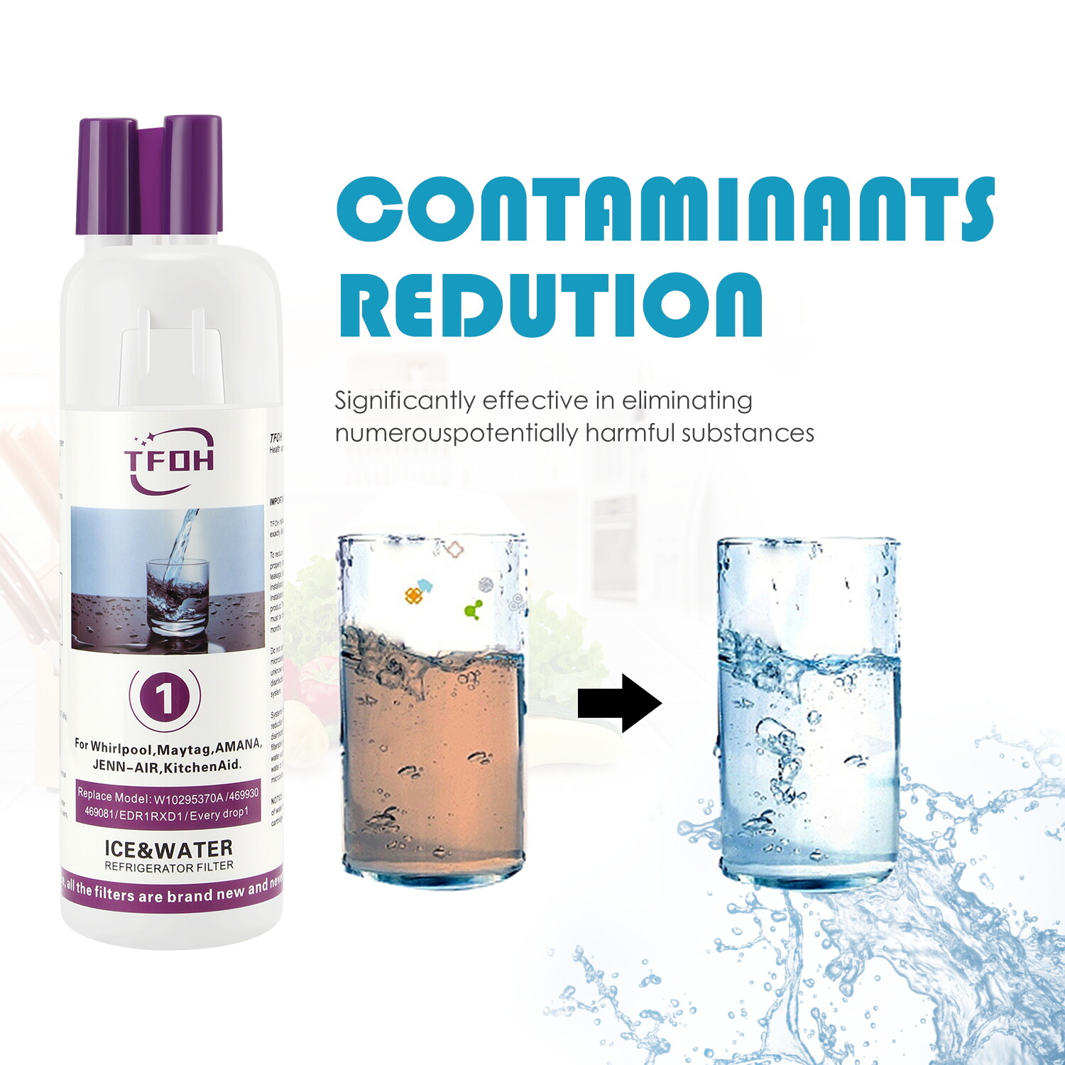 Refriger²ator Ice Replacement For W10295²370A EDR1²RXD1 Filter 1 9081 4PACKS