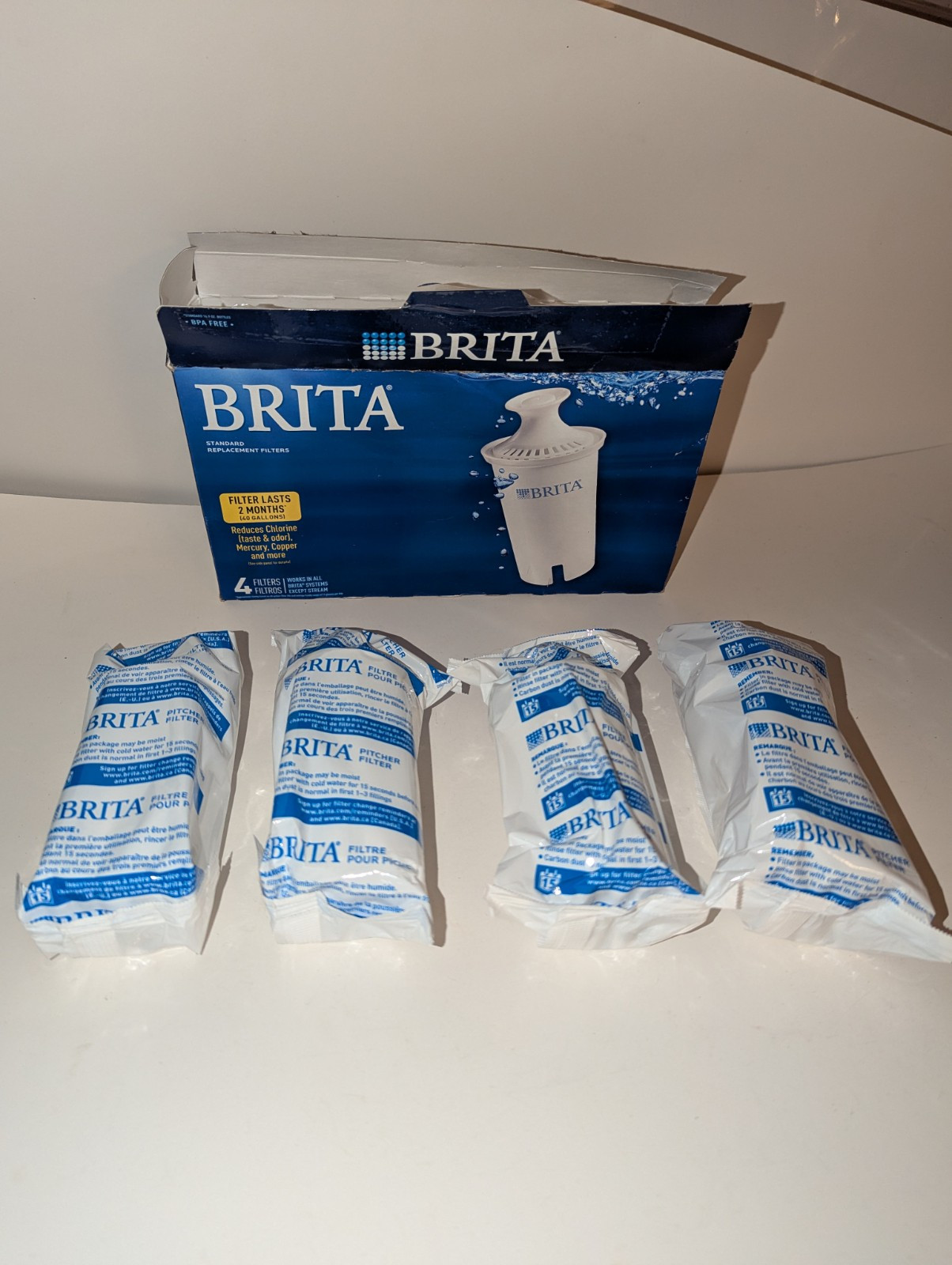 Brita Standard Replacement Water Filters for Pitchers and Dispensers 4 count NEW