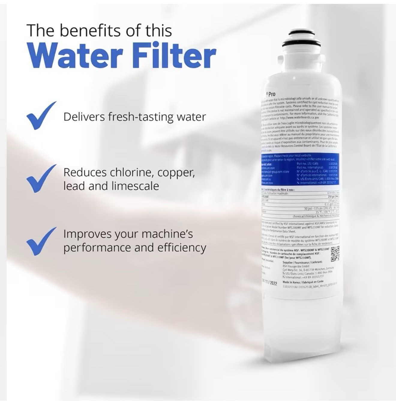 Bosch Ultra Clarity Pro Refrigerator Water Filter – White (BORPLFTR50)💧Sealed