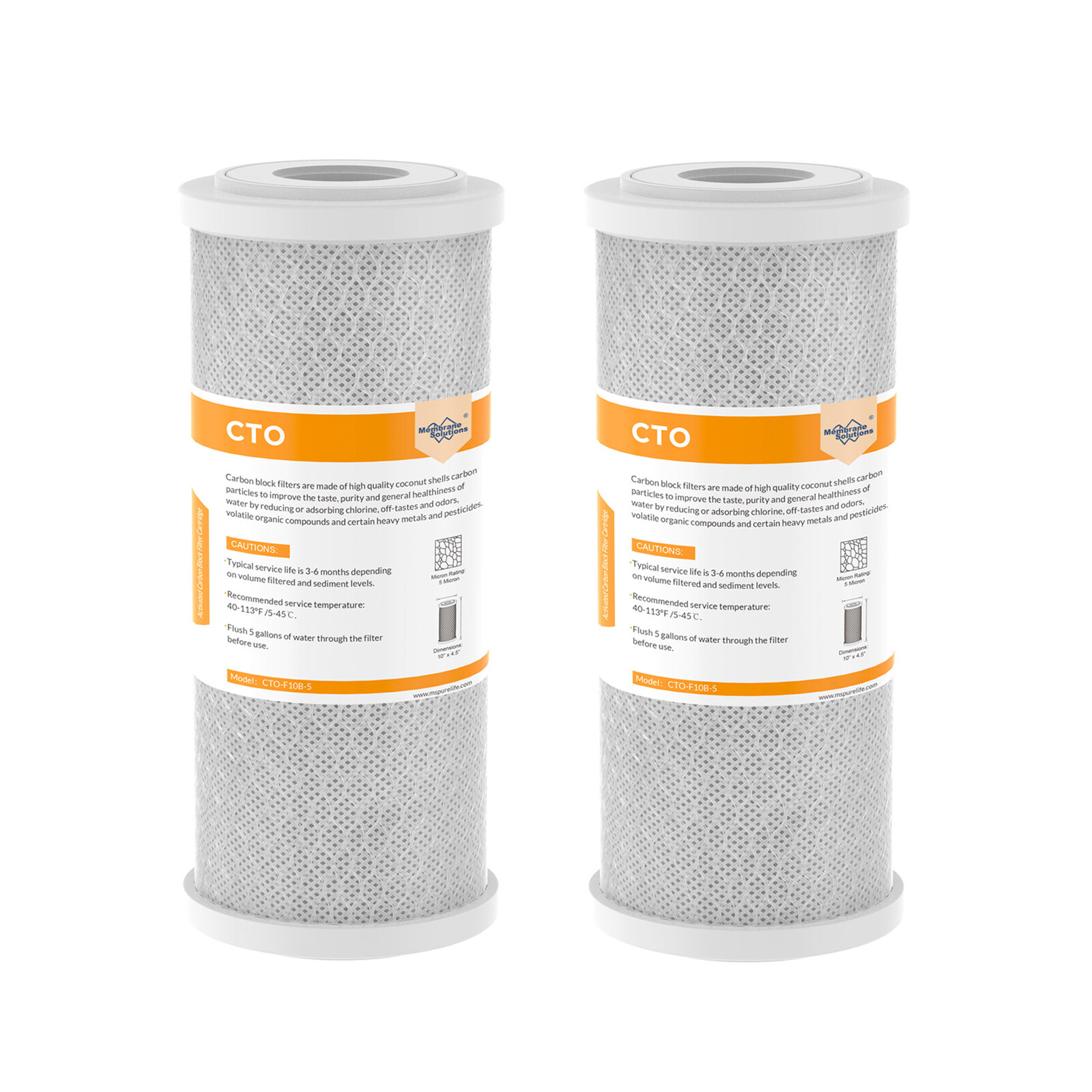 2PCS 10″x4.5″ CTO Carbon Block Water Filter For Big Blue Replacement Cartridges