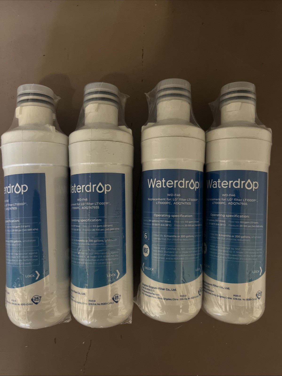 waterdrop water filter Wd-f46 4 Pack For LG Filter Lt1000p, Lt1000pc, Adq747935