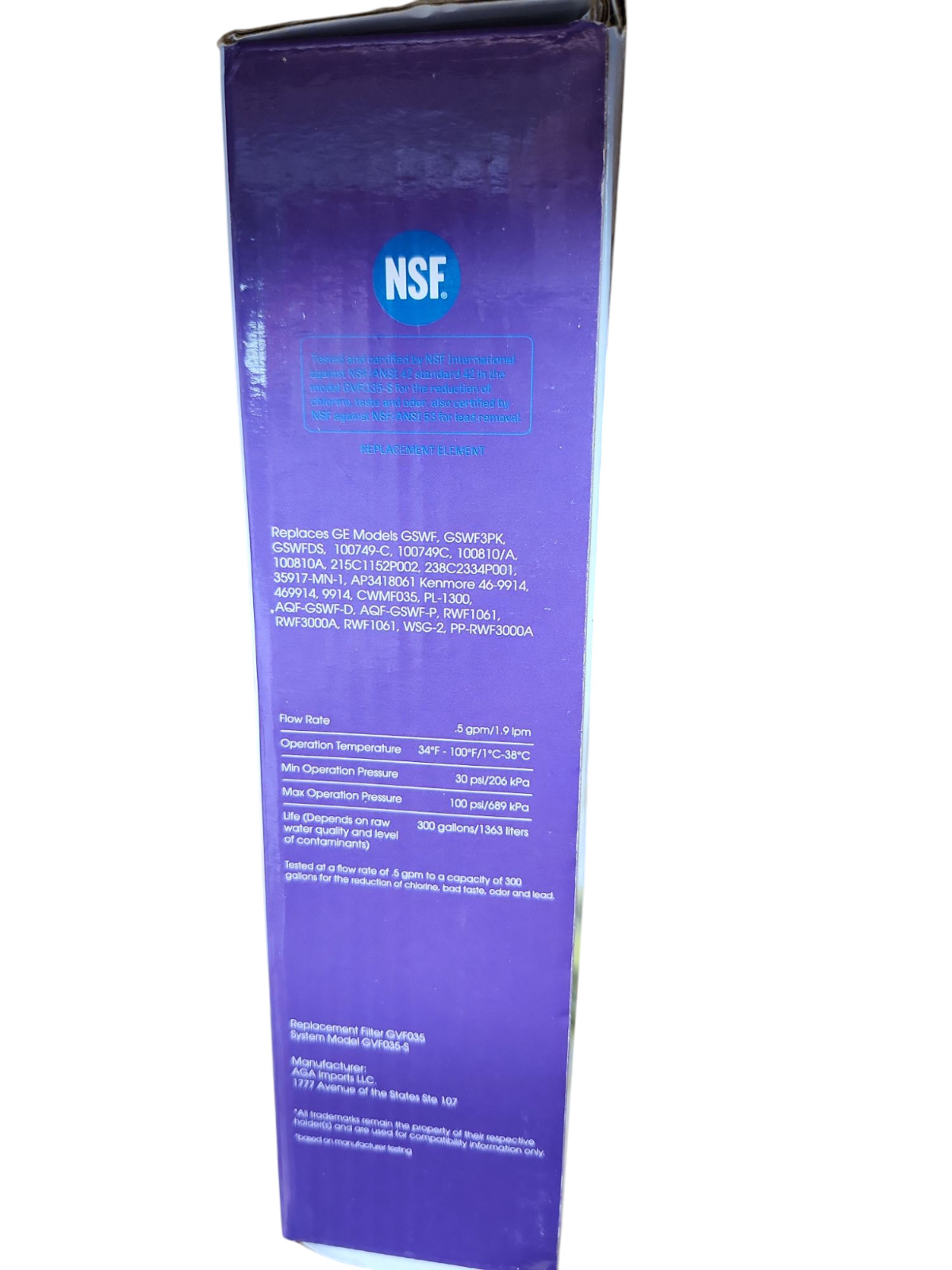 Great Value Refrigerator Replacement Water Filter for GE GSWF & Kenmore 46-9914