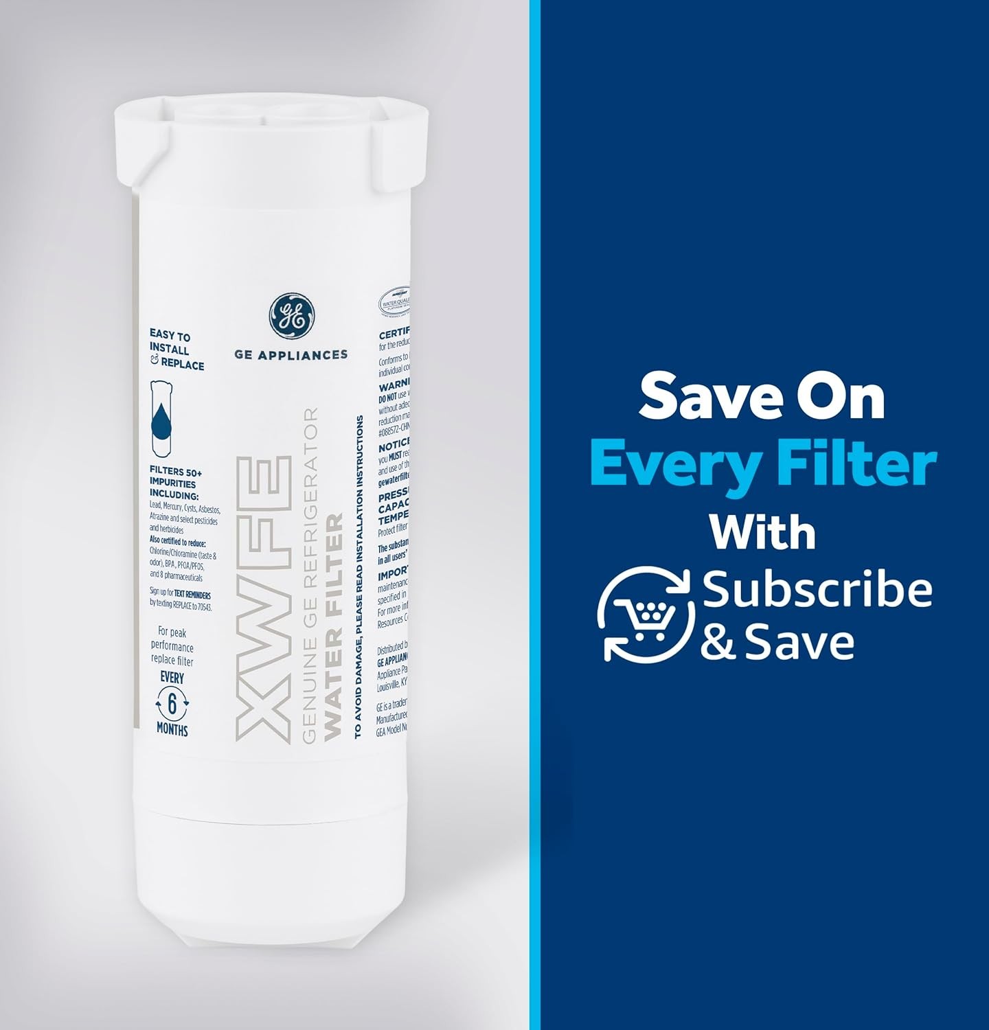 4 Pack GE XWFE Refrigerator Water Filter, Genuine Replacement Filter(No Chip)