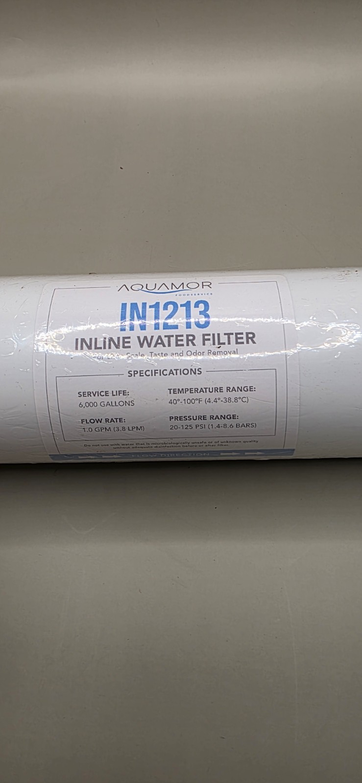 Aquamor IN1213 Inline Water Filter 3/8″ FNPT White Scale Taste Odor 106062